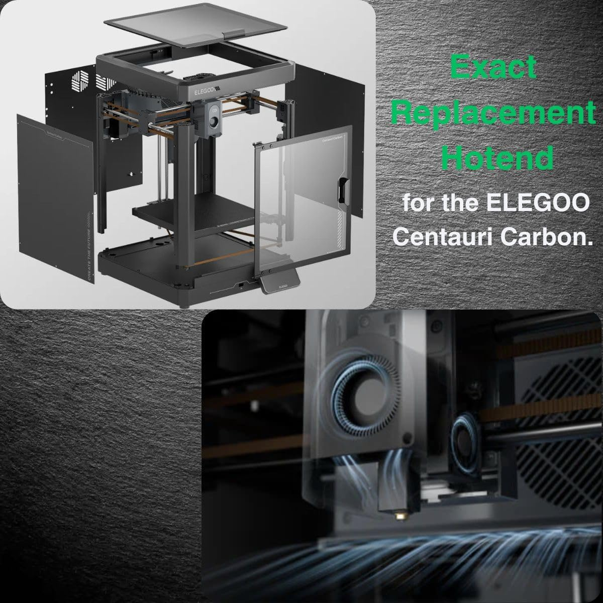 Centauri Carbon Hotend, Ceramic Hotend Kit for Elegoo Centauri Carbon, 0.4MM Hardened Steel Nozzle & Brass Nozzle, Heat Sink, 3X Silicone Socks, 2X Nozzle Brushes - Direct Replacement Extruder Part image number 3