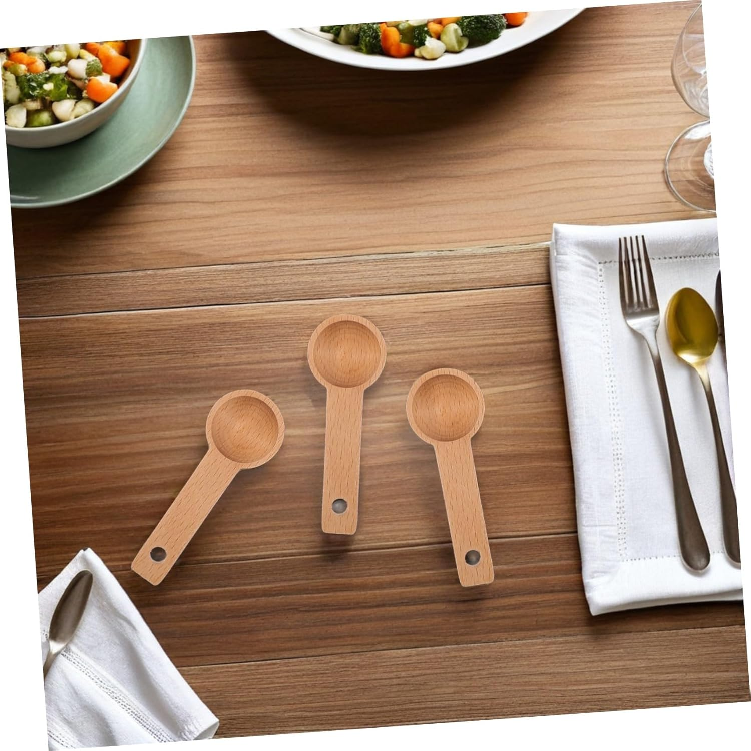 Ciieeo 4Pcs Wooden Measuring Spoon for Coffee Beans Tea Home Kitchen Use Wood Measuring Spoons image number 2