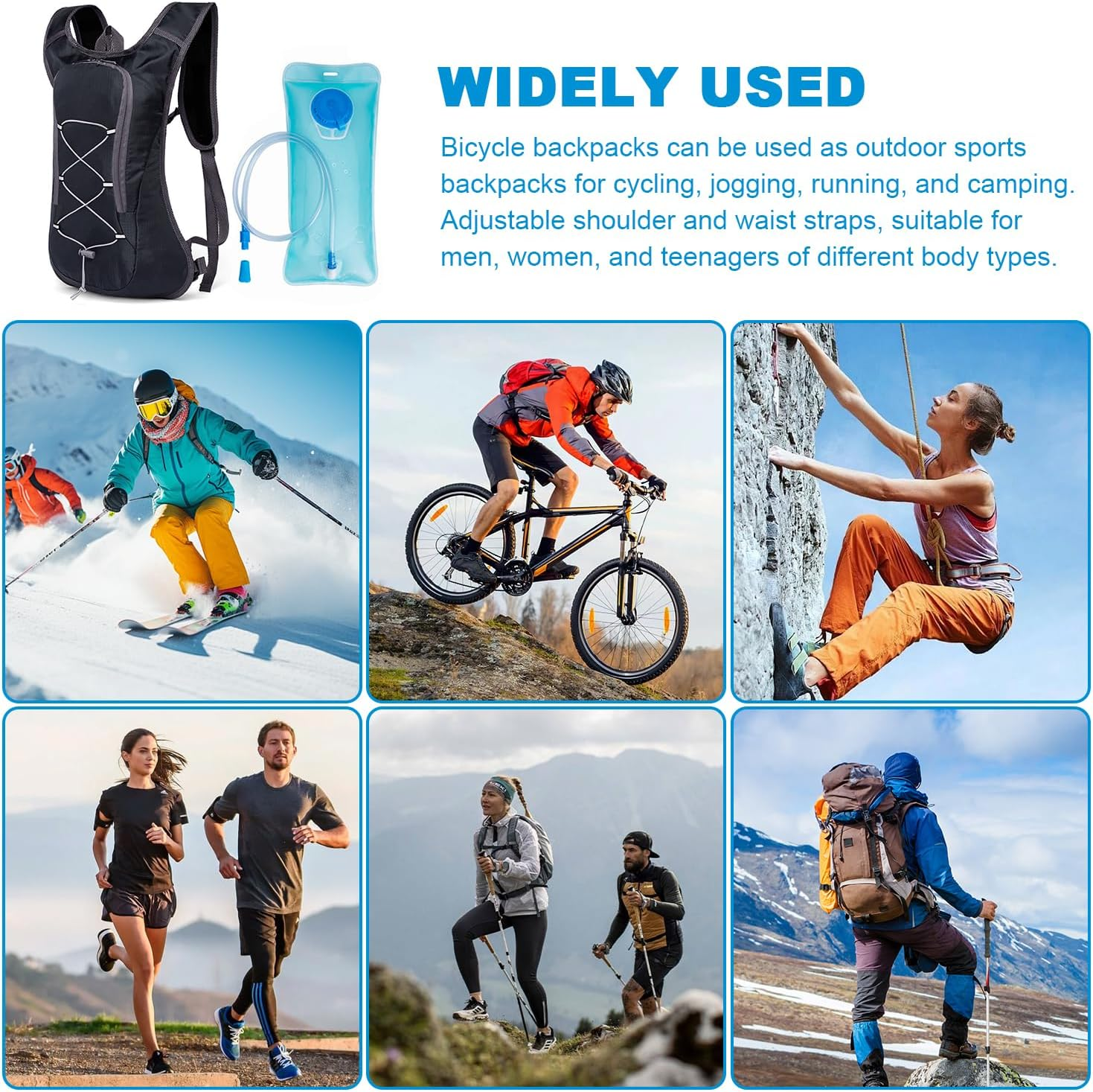 Hydration Pack, Hydration Backpack with 2L Water Bladder, Running Water Vest, Sport Hydration Water Backpack for Men Women Hiking Running Cycling Biking image number 2