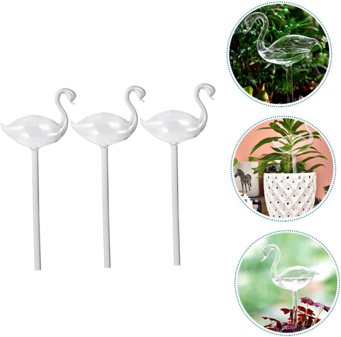 FUNOMOCYA 3Pcs Swan Flower Waterer Self Watering Bulbs Glass Plant Watering Devices for Outdoor Gardening Use image number 6