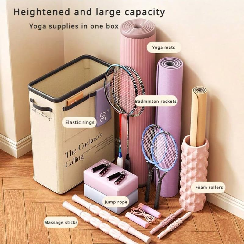 AIMALL Large Yoga Storage Basket with Wheels, 20.47"X15.35"X7.87" Foldable Storage Box for Home Gym Equipment and Sundries, Waterproof Fabric Organizer with Handles image number 4