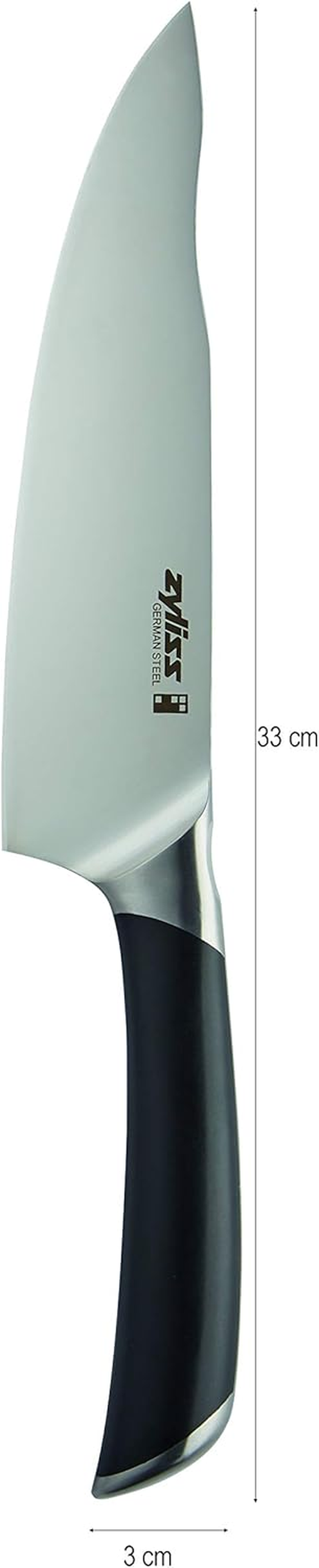 Zyliss Comfort Pro Chef Knife, 20Cm/8In, Sharp Forged German Stainless Steel, Antibacterial Black Handle with Finger Rest, Professional Kitchen Knife/Vegetable Knife, Dishwasher Safe image number 1