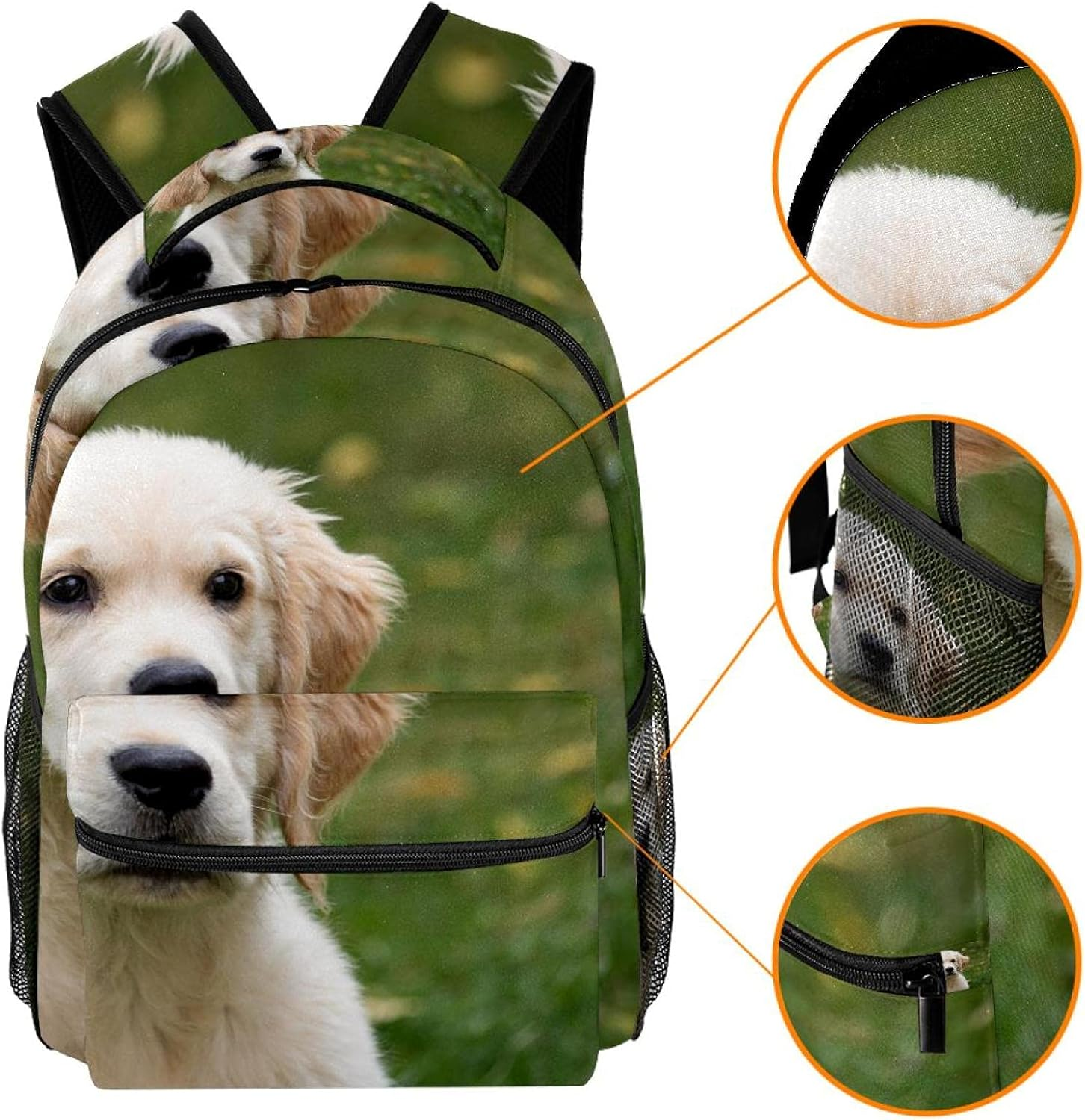 White Dog Backpack Students Shoulder Bags Travel Bag College School Tote Backpacks image number 2