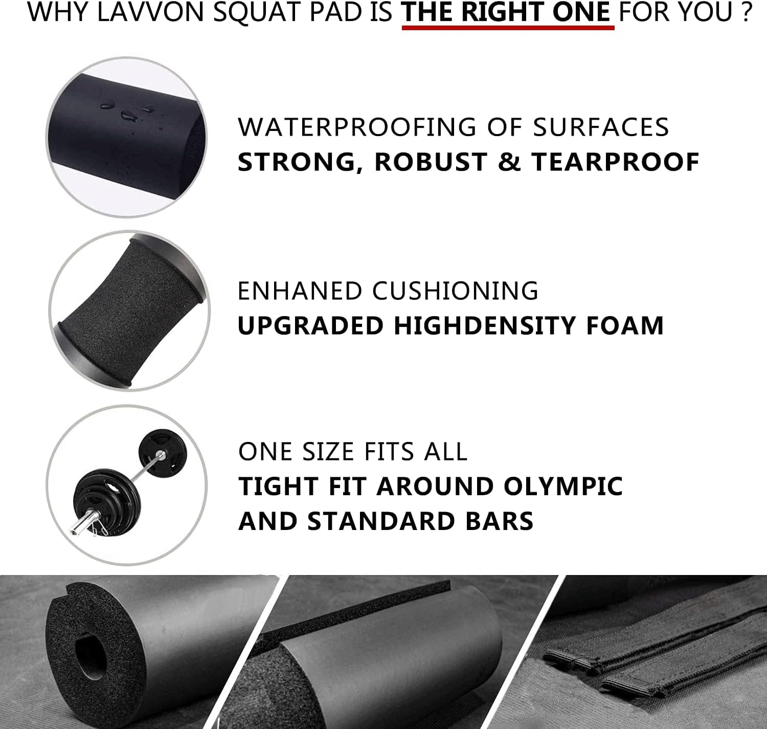 Squat Pad - Foam Barbell Pad for Squats Cushion, Lunges & Bar Padding for Hip Thrusts - Standard Weight Bar Pad - Provides Cushion to Neck and Shoulders While Training - Armygreen image number 5