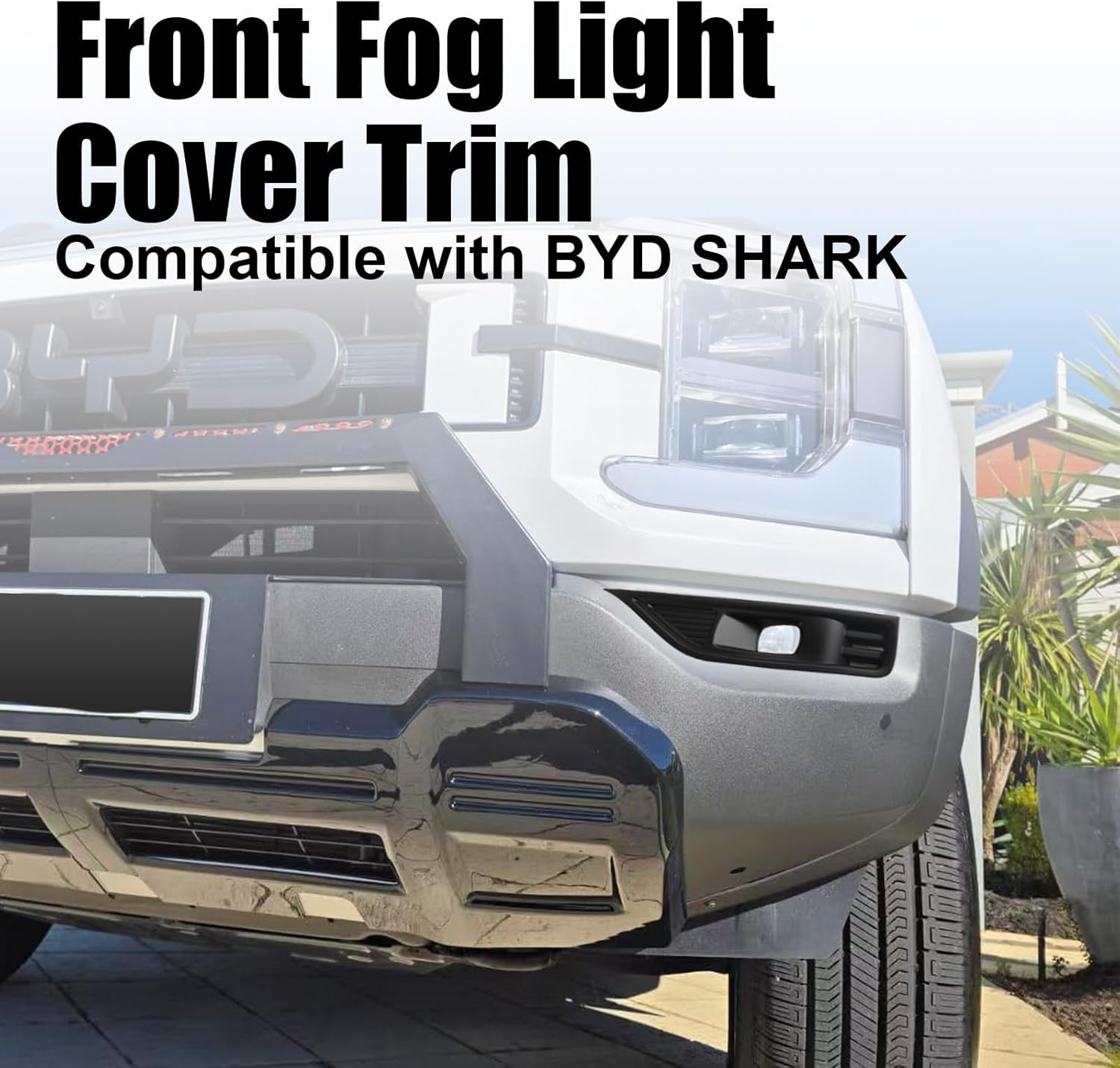 Car Front Bumper Fog Light Cover Trim Decoration Exterior Accessories for BYD Shark 6 2025 (Bright Black) image number 4