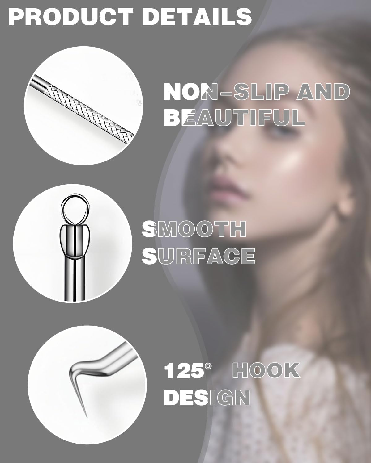 KGDUYC 6 Pieces Stainless Steel Tweezers, Milia Knife, Blackhead Tweezers, Precision Blackhead Tweezers, Fine Technical Tweezers, Splinter Tweezers for Extractor, Acne, Pimples, Comedones, Stains Or image number 5