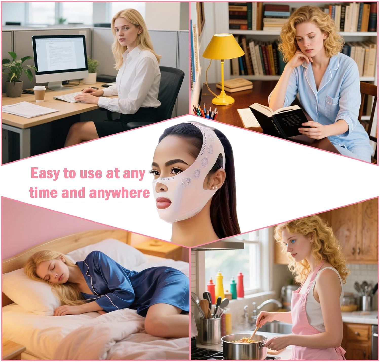 Double Chin Reducer and Chin Strap for Women - V Shaped Lifting Mask to Remove Double Chin, Reusable Face Slimming Strap with Two Wearing Ways, Lifting Mask Tightening Skin image number 2