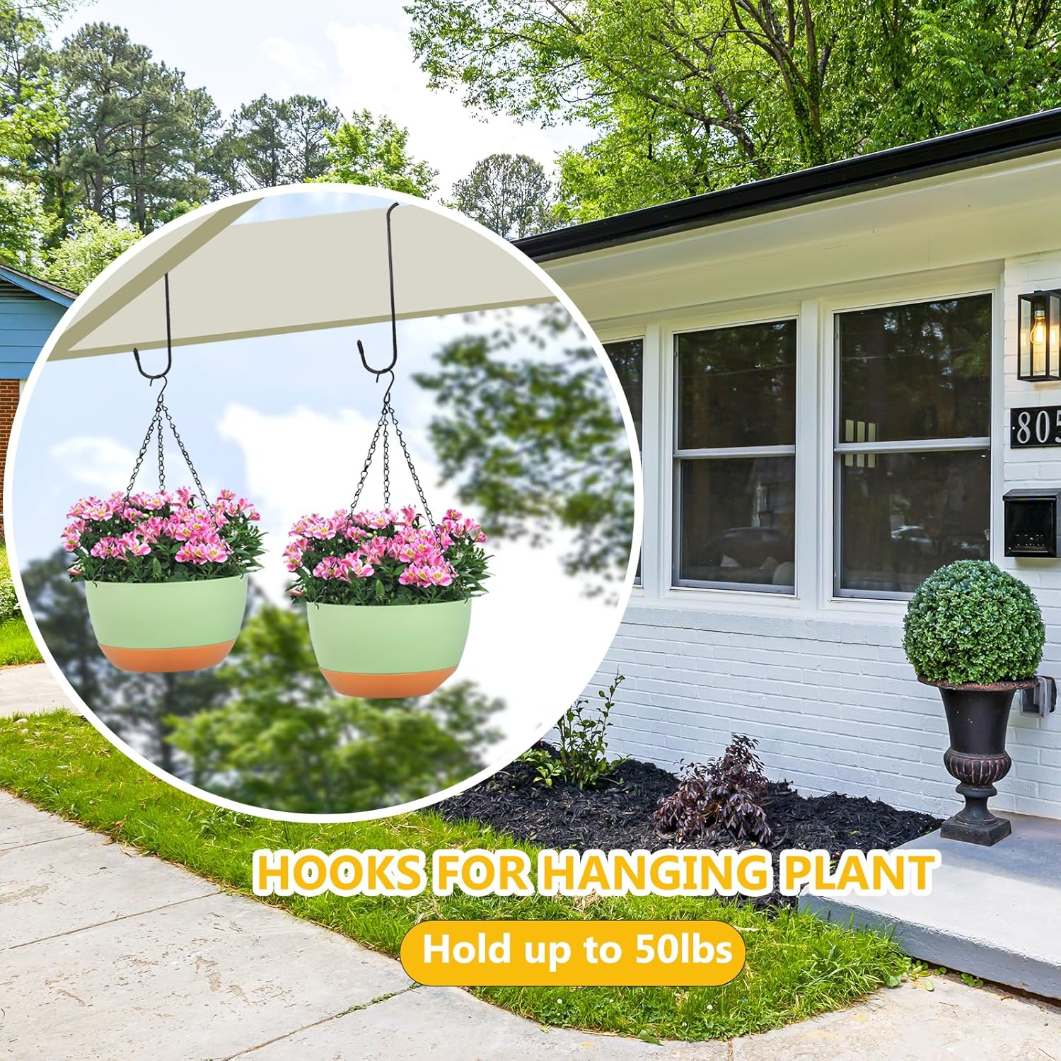 6 Pack 10 Inch Large S Hooks for Hanging Plants,Black Extra Matel Heavy Duty Hook for Hang Brsket,Bird House,Clothes,Kitchenware image number 6