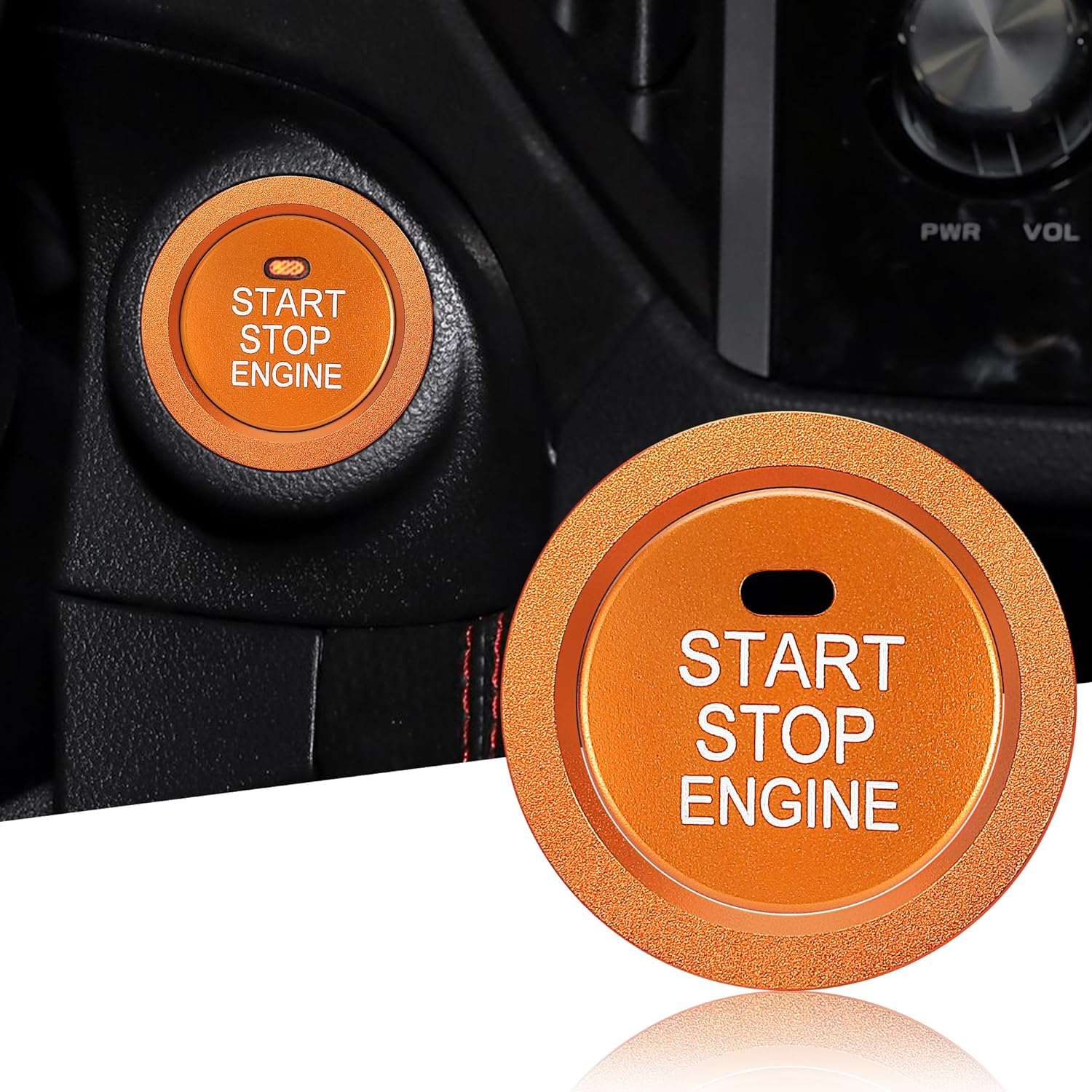 TOMALL Aluminum Engine Start Stop Push Button Cover Trim Compatible with Subaru Forester Legacy Impreza Outback Ascent BRZ XV Car Engine Ignition Start Button Cap Surrounding Trim Ring (Blue)