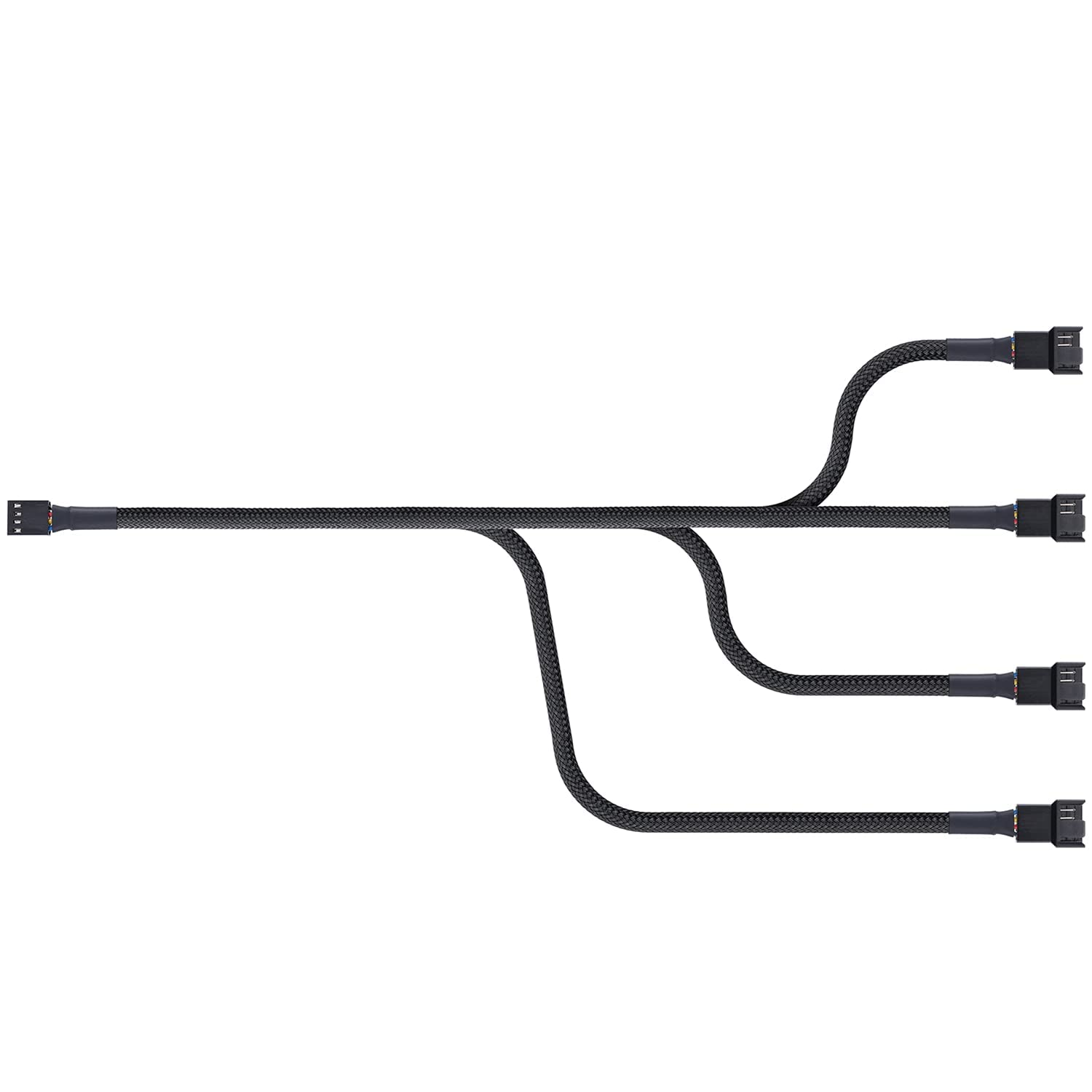 2 Pack 4-Pin PWM Fan Splitter Cable, Sleeved Braided Adapter Computer PC Power Extension Cable 1 to 4 Converter for ATX Case 4-Pin/3-Pin Cooling image number 5