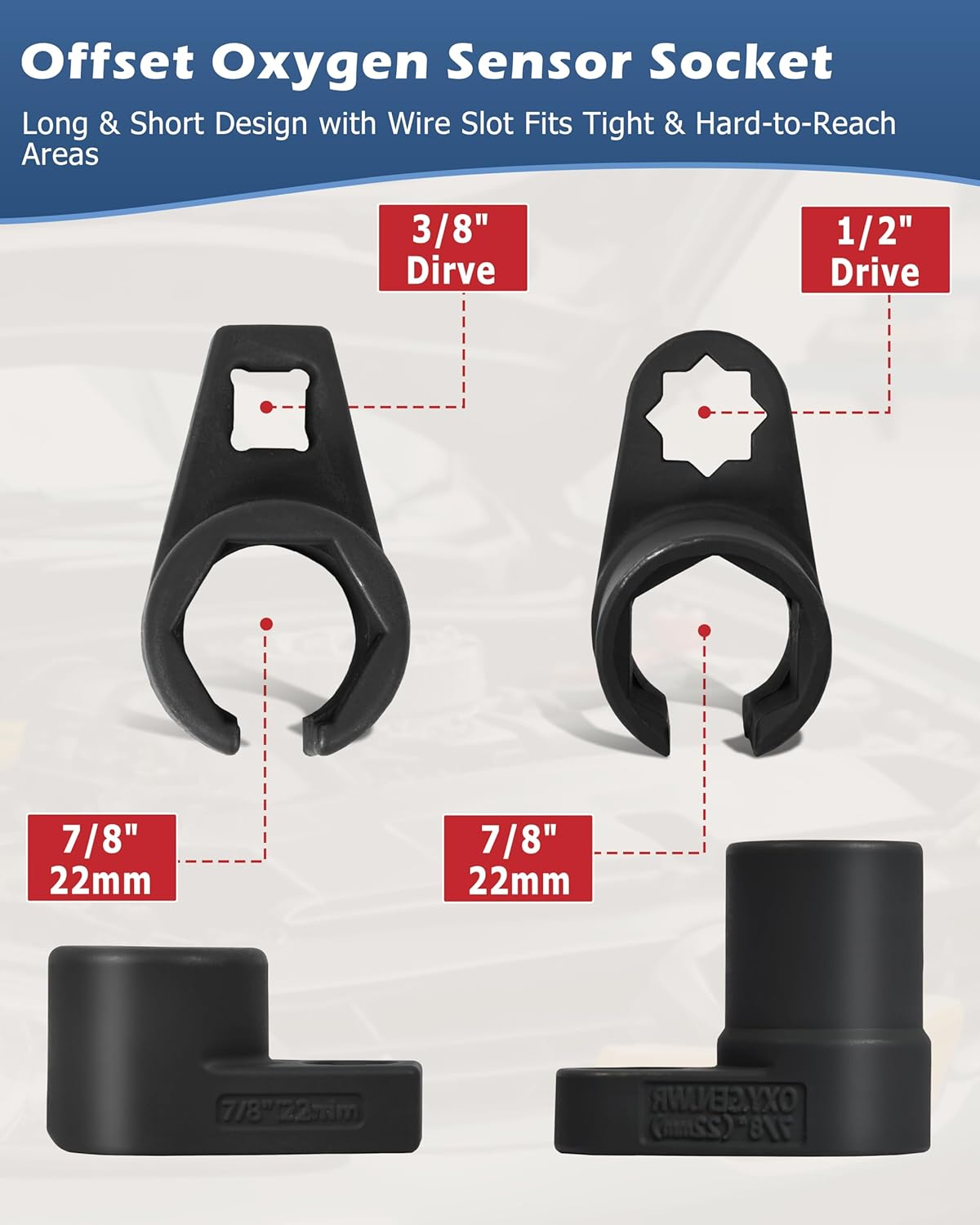 DA YUAN 5-Pieces Oxygen Sensor Socket Wrench and Thread Chaser Set image number 6