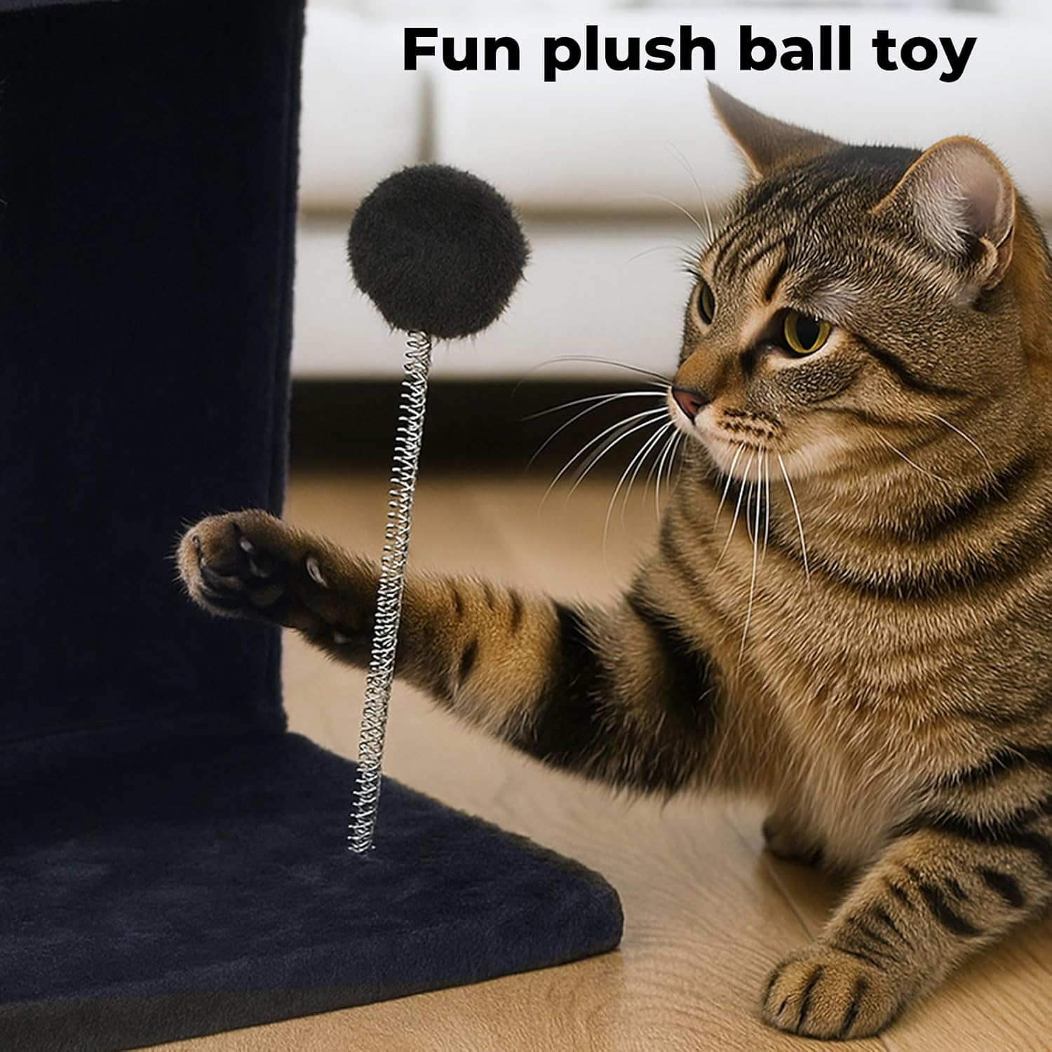 Pawz Cat Tree Tower for Kittens, Climbing Tree with Scratching Post and Plush Perch, Cat Play Towers for Indoor Cats, Washable Cushion, Activity Centre with Toy Ball, Cat Cando, Grey image number 3