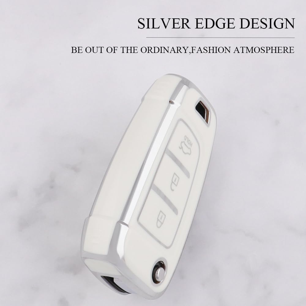 HIBEYO TPU Key Fob Cover for Hyundai Elantra Solaris 2 Tucson I30 I35 I40 Ix35 Kona Genesis Santa Fe Azera Verna Accent Celesta Sonata Accessories Key Shell Cover Flip 3 Button Key-Puprle