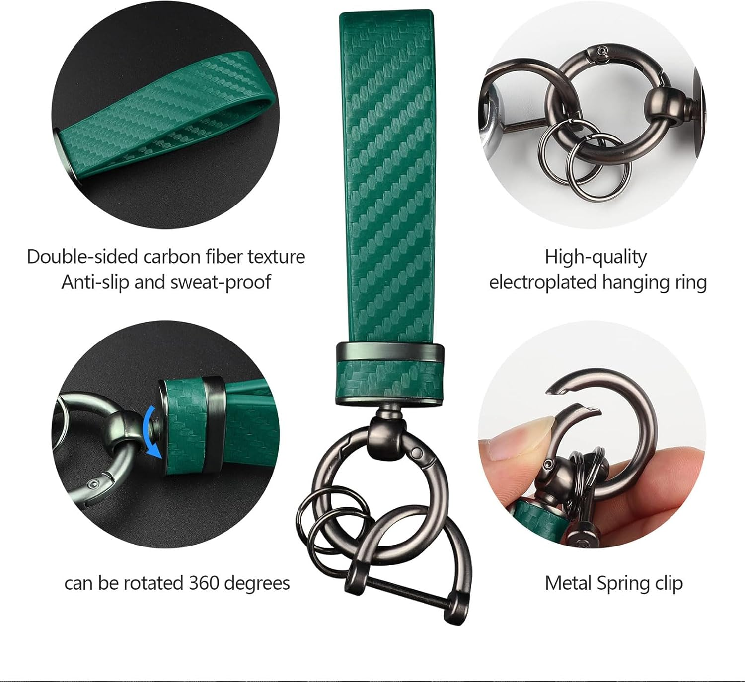 Car Keychain - Premium PU Leather Keyring with Anti-Loss D-Ring & 360&deg; Rotatable Key Chain and Screwdriver, Universal Key Chains for Key Fobs for Men and Women - Black image number 4