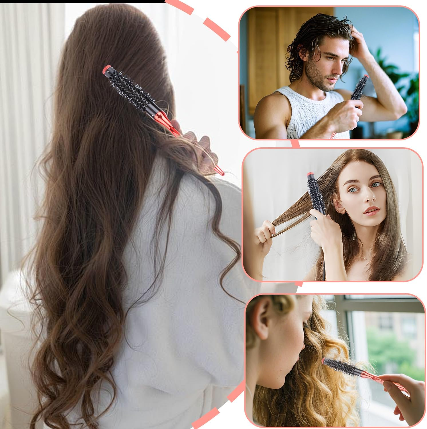 Anti-Static Small round Hair Brush &ndash; Compact & Portable for Blow Drying, Styling, and Frizz Control image number 4