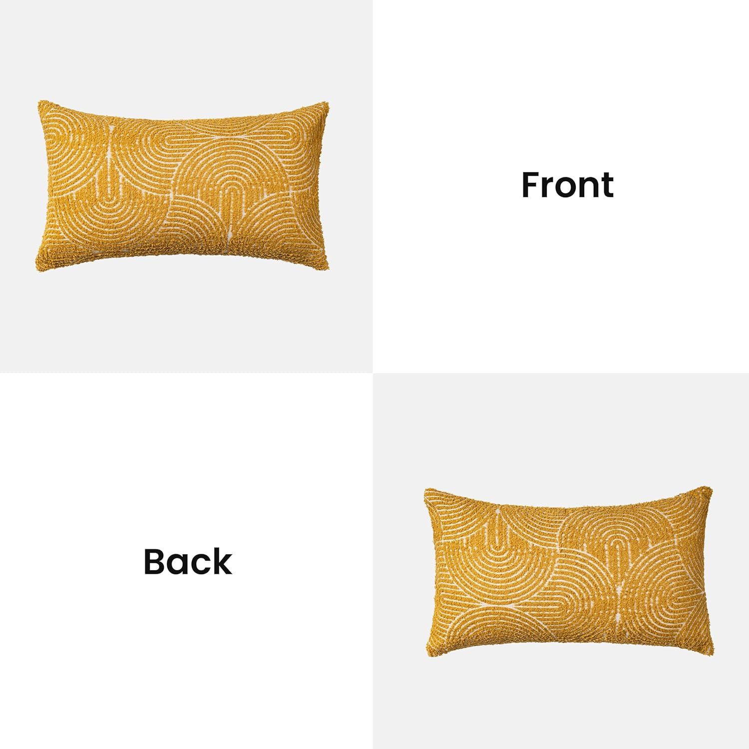 AELS Boho Decorative Textured Throw Pillow Covers 12X20, Organic Modern Mid Century Rainbow Tufted Pillow Case, Farmhouse Rustic Geometric Woven Cushion Case for Bed Couch Sofa, Mustard Yellow image number 1