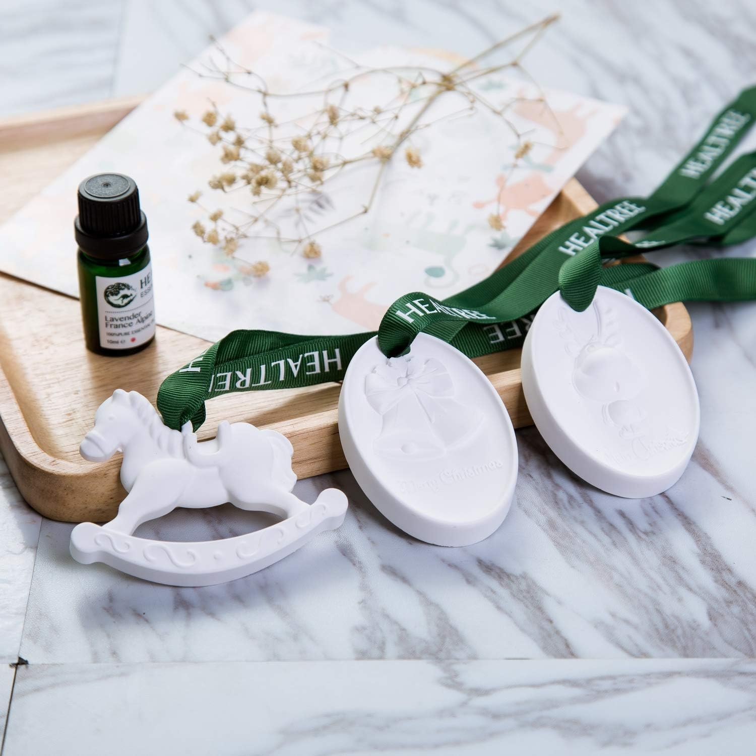 Aroma Diffuser - Christmas Tree Decorations for Essential Oils Disperse (Stone Reindeer, Horse, Christmas Bell Pendant), HEALTREE image number 1