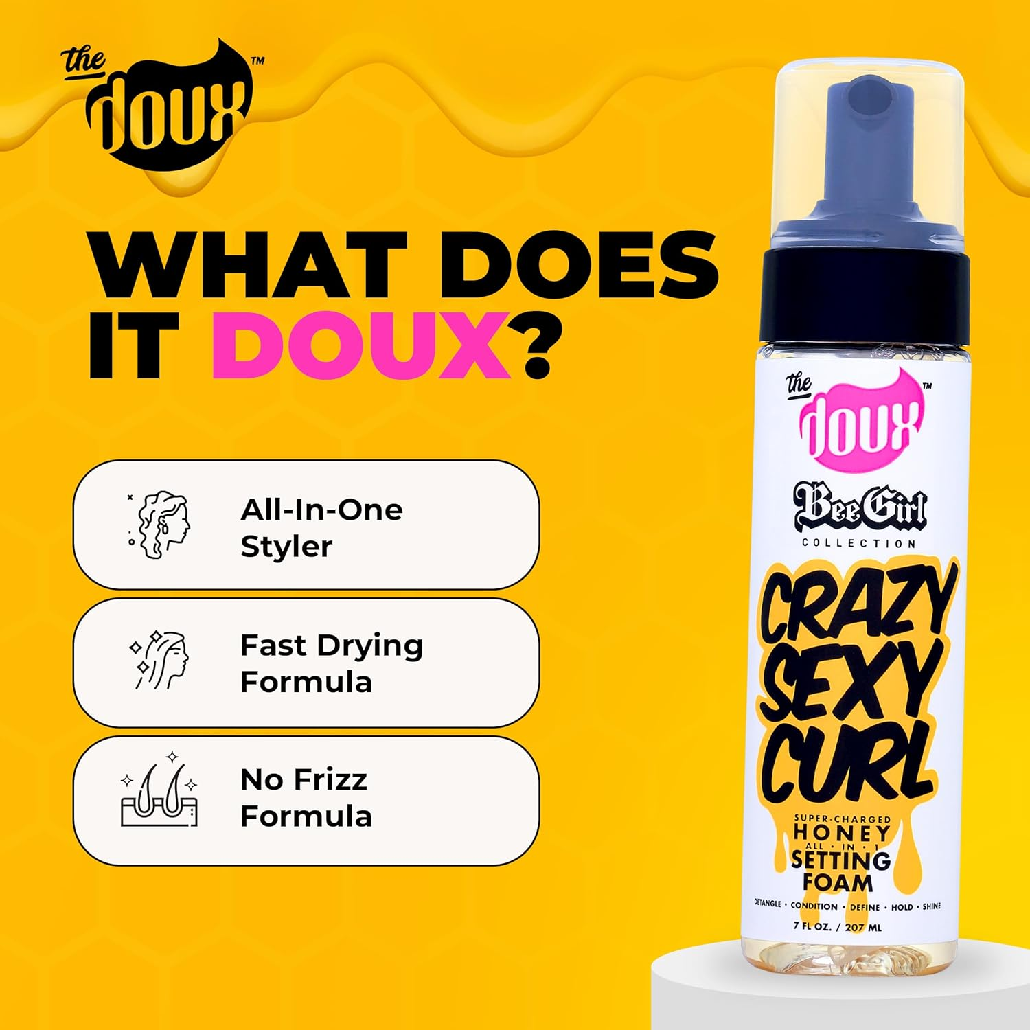 The Doux Crazy Sexy Curl Honey Setting Foam, 207Ml image number 3