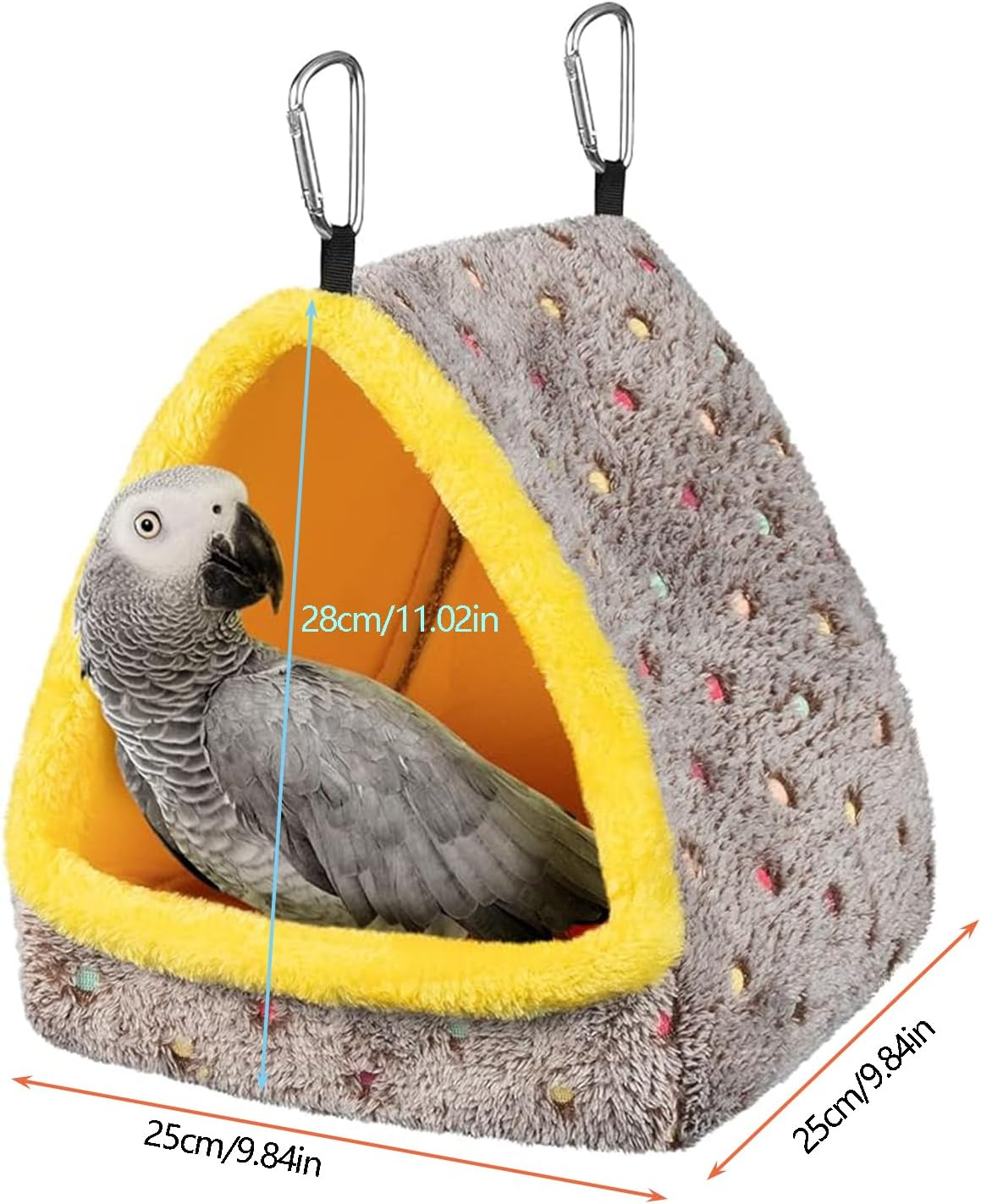 Taicols Bird Bed Parrot Nest Triangular Plush Winter Autumn Bird Hut Thermal Hanging Nest Sleeping Resting Bed for Medium and Large Parrots,Large Warm House, Cozy for Cage image number 4