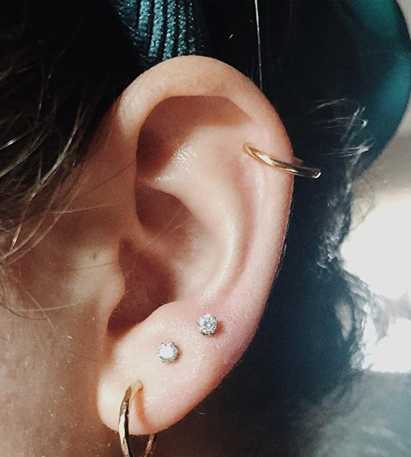 QWALIT Fake Nose Ring Fake Lip Piercing Fake Lip Ring Fake Nose Ring Hoop Fake Snake Bites Fake Lip Piercings Faux Lip Rings Fake Nose Piercing Clip on Nose Ring Spring image number 3