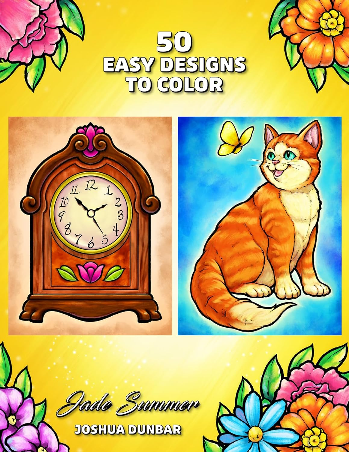 Easy Coloring Book: Large Print Designs for Adults and Seniors with 50 Simple Images of Animals, Flowers, Food, Objects, and More! image number 6