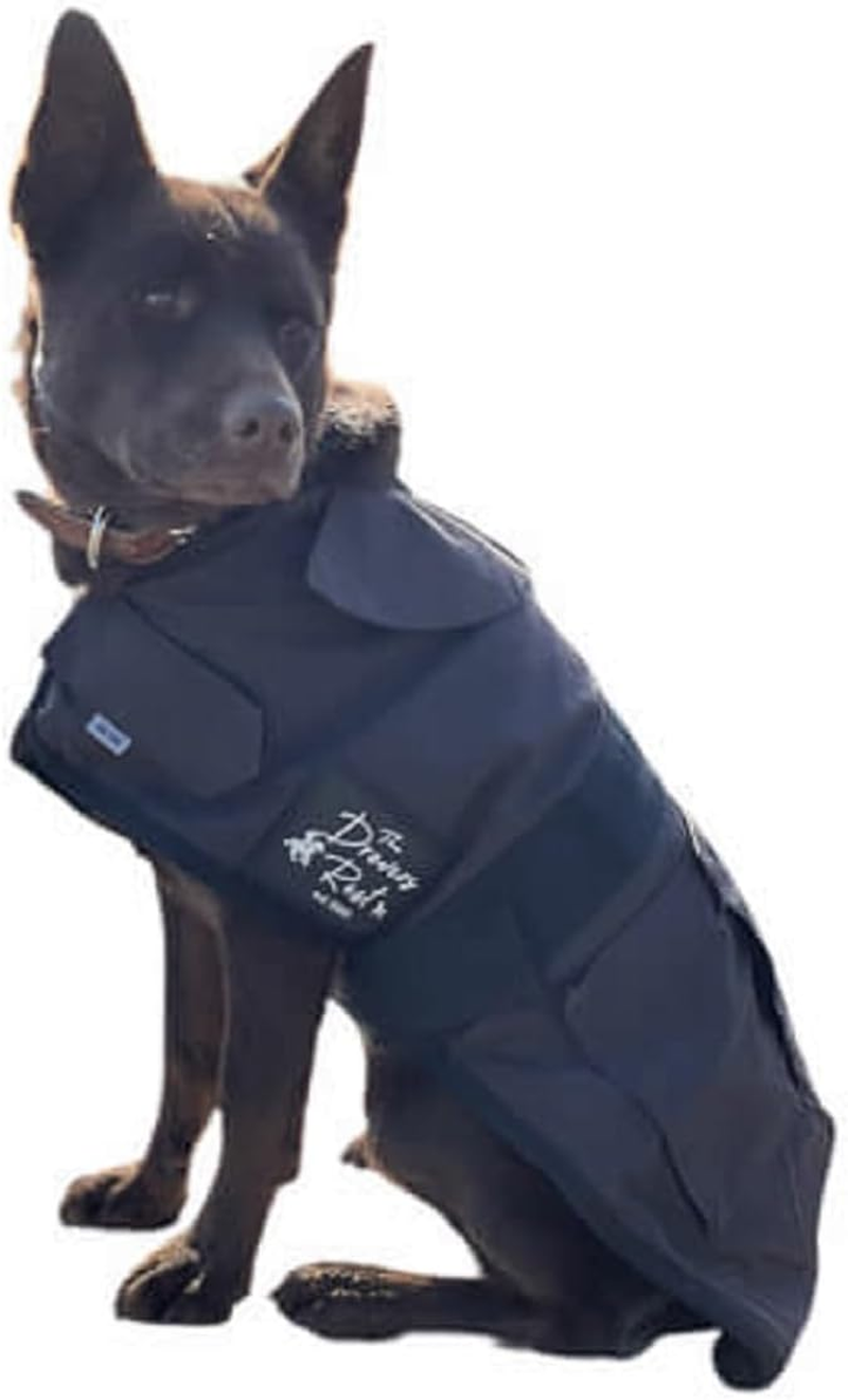 DROVERS Dog and Co Oilskin Coat. Waterproof, Windproof Dog Winter Jacket with Fleece Lining Adjustable Tummy Strap, Two Pockets for Adventure Ready Pets. (35Cm) image number 3