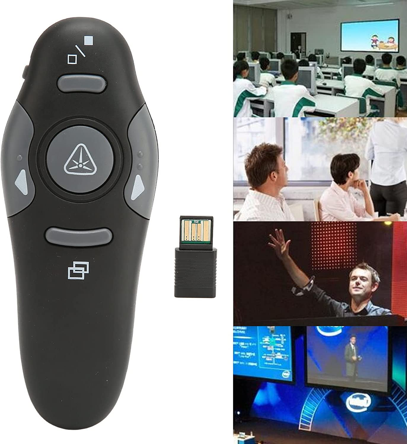 Wireless Presentation Clicker, 2.4Ghz USB Clicker 15M Wireless Presenter Remote or Keynote PPT PC Laptop Presentation Remote Clicker for Office School Classroom image number 6