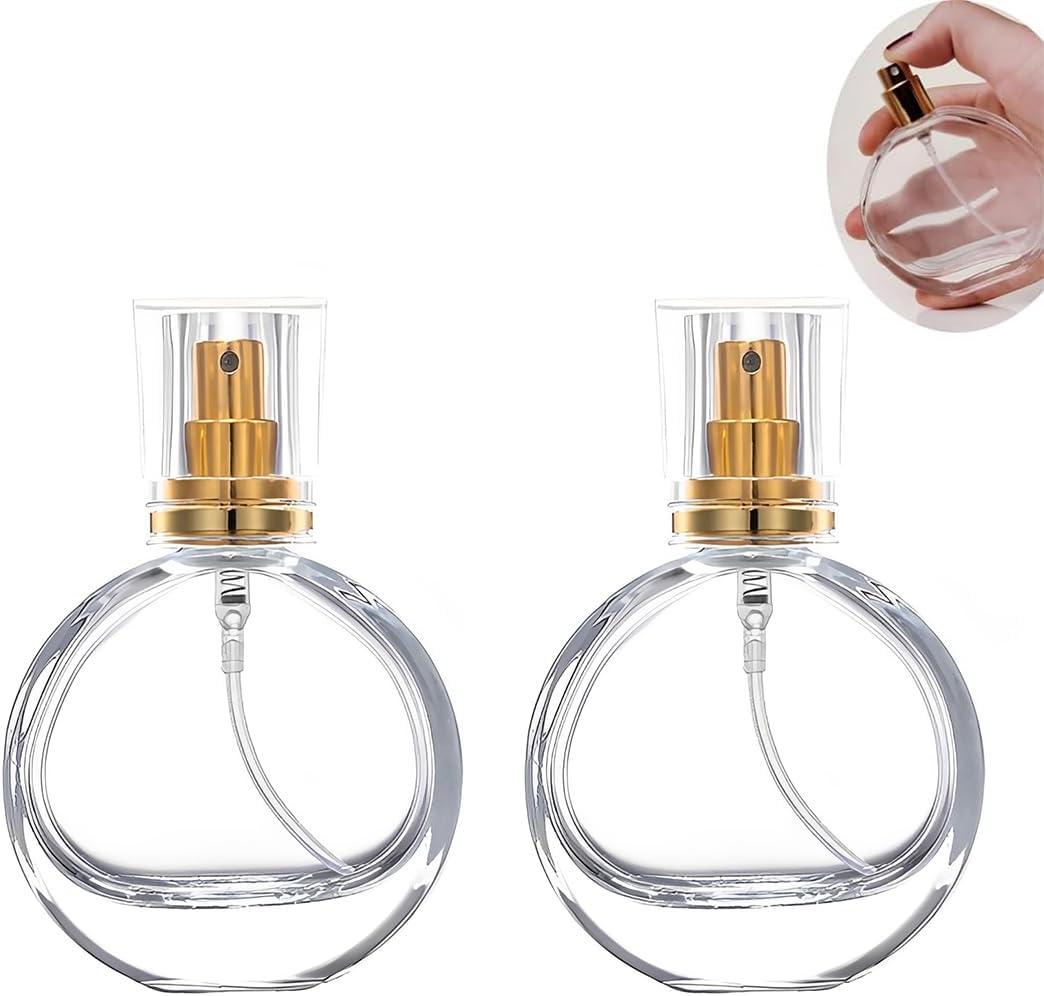 ROKZELT Perfume Atomiser, 50 Ml, Pack of 2, Refillable, Empty, Spray Bottle, Travel, for Travel, Transparent, Portable