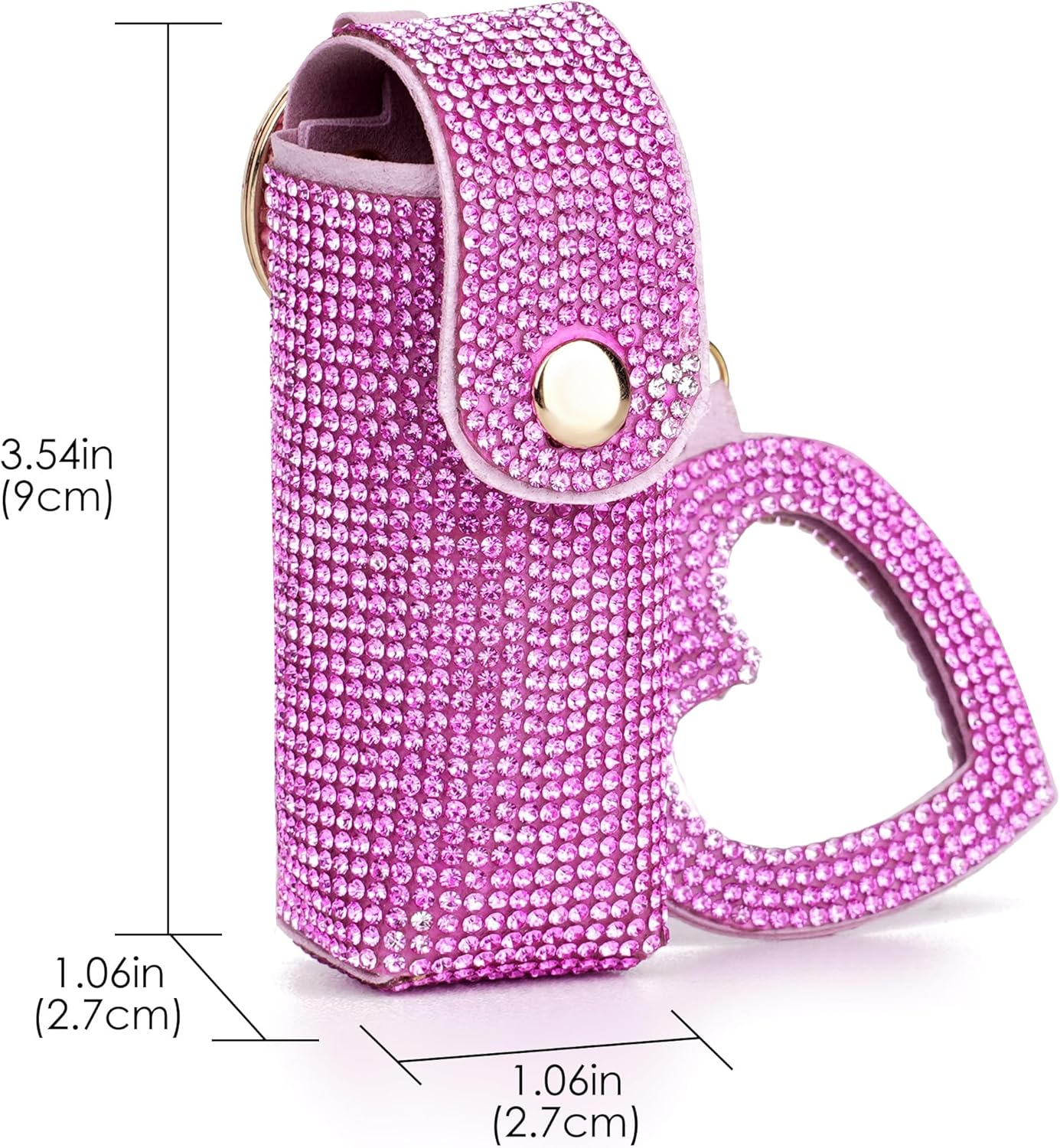 Biiange Lipstick Organizer Keychain, Rhinestone Lipstick Case with Mirror, Lip Balm Case, Lipstick Leather Holder Lip Gloss Bag for Outdoor, Party, Gathering, Home Storage, Rose Red image number 2