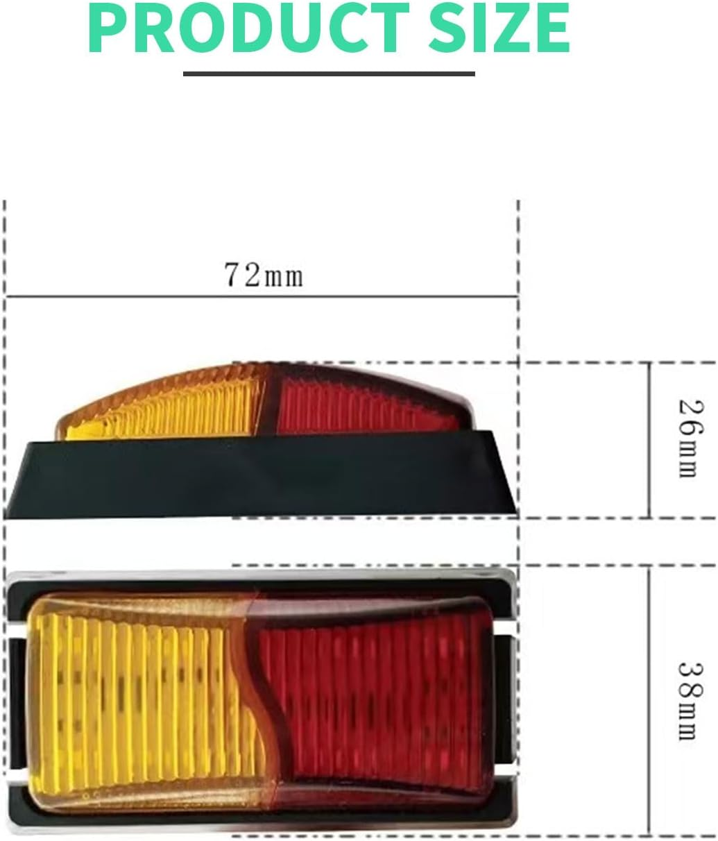 MAEZOE 4PCS LED Trailer Fender Lights &ndash; Red & Amber Dual Colour Marker Lights for Boat, Camper, RV, Truck, UTE &ndash; Waterproof, Durable, Easy Install Side Clearance Lights image number 5