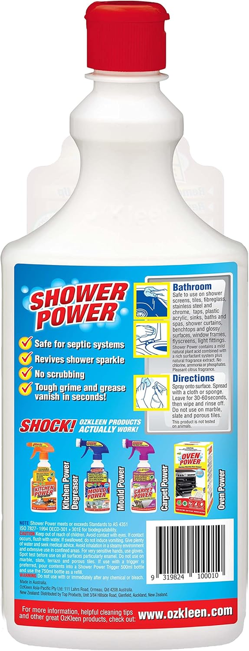 Ozkleen Shower Power Citrus 750Ml, Bathroom & Shower Cleaner, Tough on Grease and Grime, Surface Cleaner Flip Top Cap image number 5