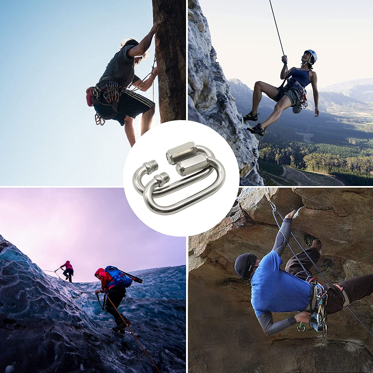 Worthplanet 10 Packs Stainless Steel Oval Carabiner Threaded Quick Link M4/M5/M6/M8 for Hammock, Camping and Outdoor Equipment W060007 image number 5