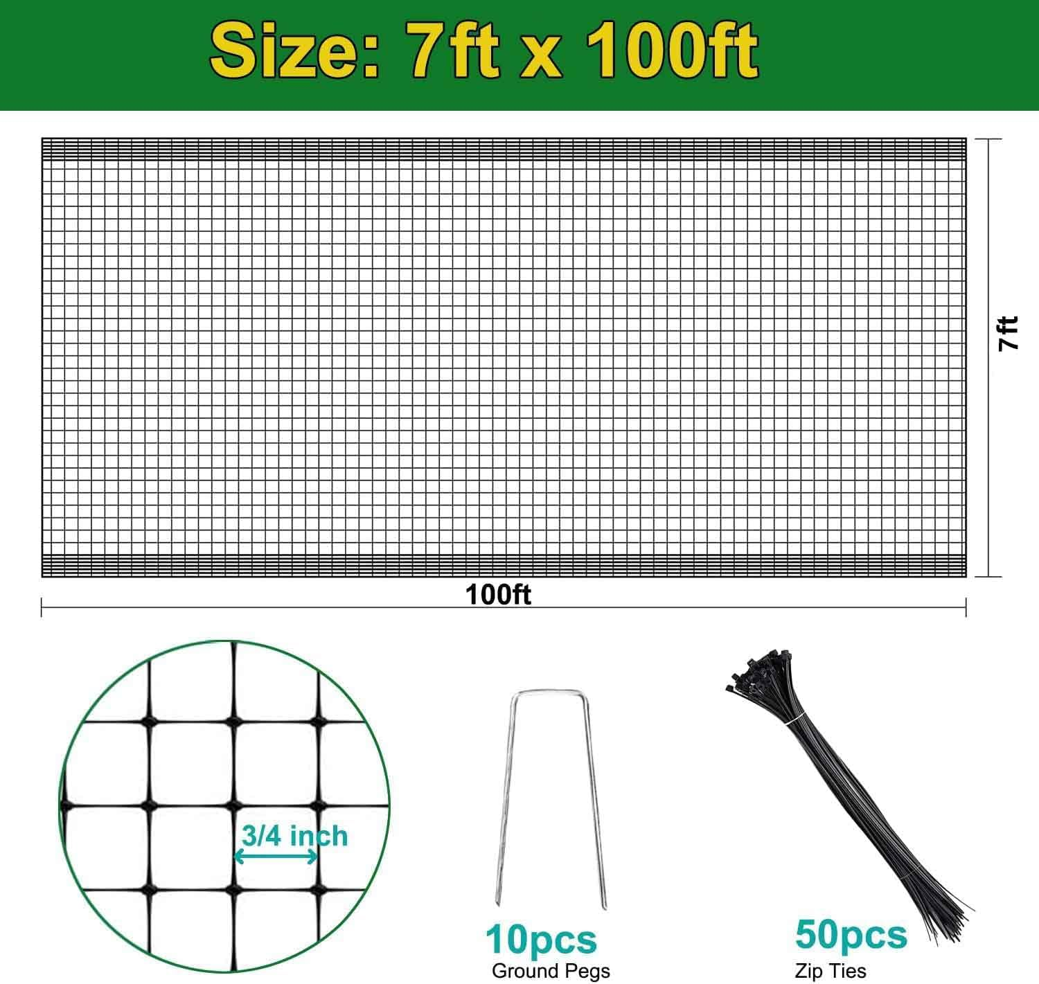 Deer Fence Netting, 7 X 100 Feet anti Bird Deer Protection Net Reusable Protective Garden Netting for Plants Fruit Trees Vegetables against Birds and Other Animals image number 3