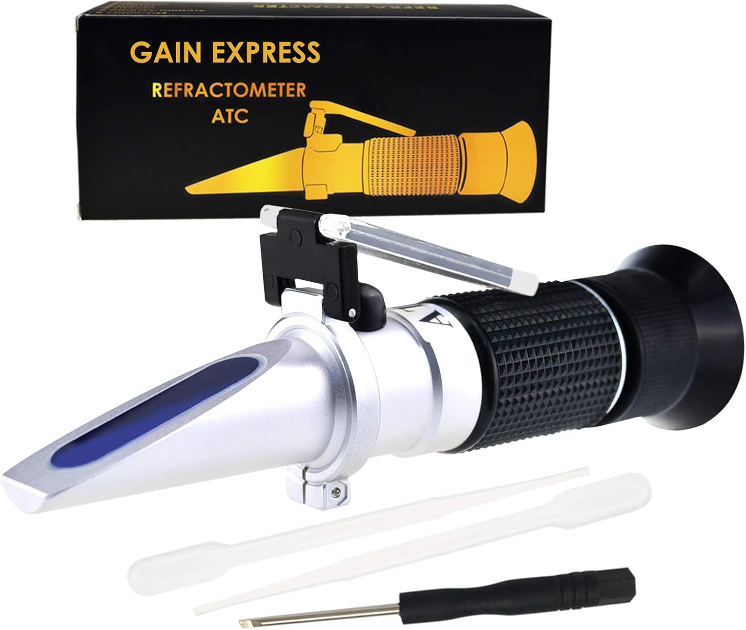Gain Express 6-In-1 Automotive Car Refractometer ATC for Adblue/Antifreeze/Battery Acid/Windshield Fluid, Coolant Charge Specific Gravity Density Condition