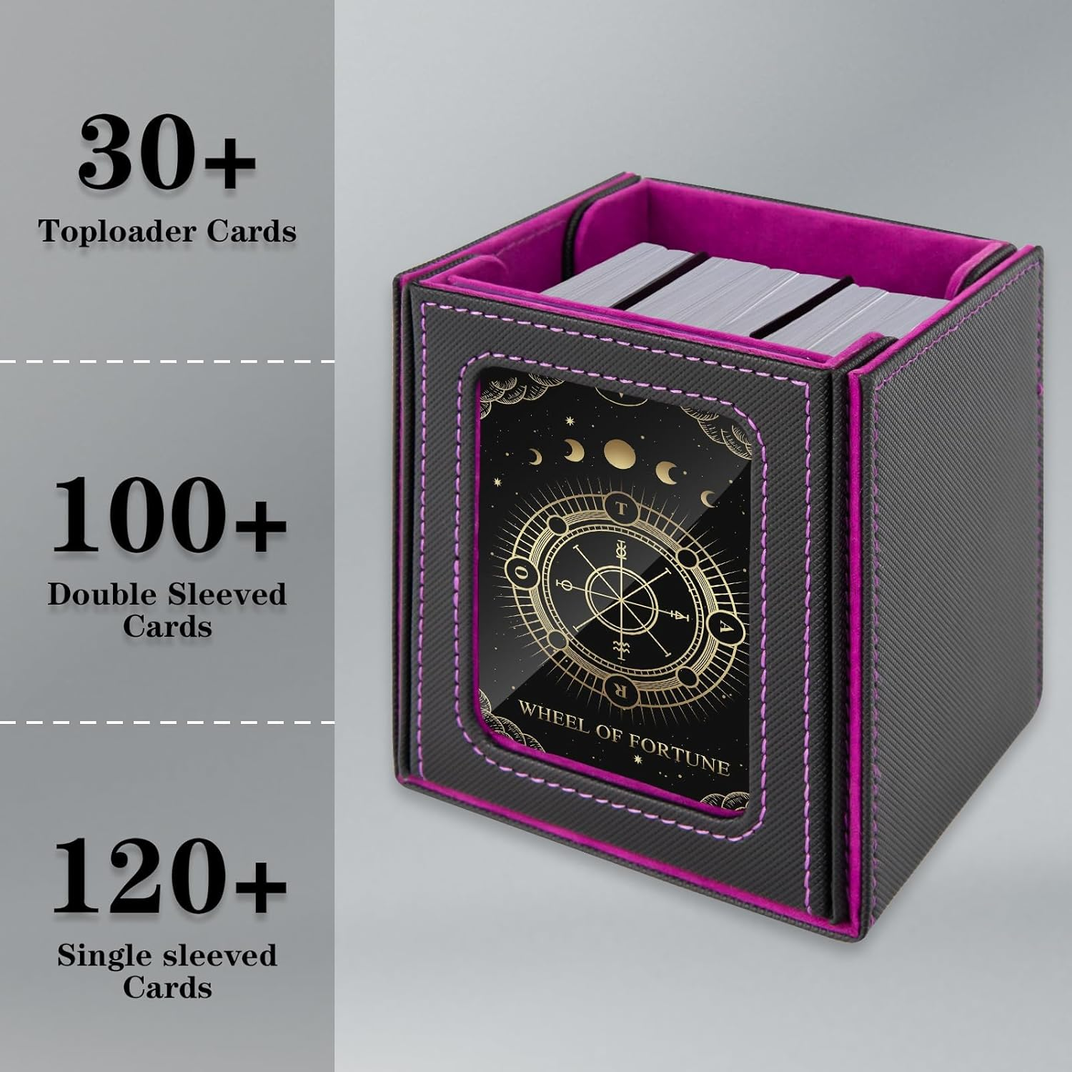 MTG Deck Box with Commander Window Display, Trading Card Storage Box Holds 100 Double-Sleeved Cards Suitable for Tcg/Ccg/Ptcg/Edh/Magic/Sport Cards (Purple) image number 2