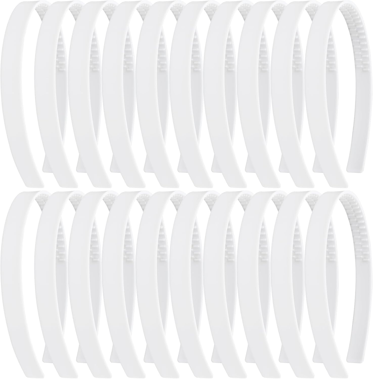 20 Pack 1.5CM Thin Hard White Plastic Headbands Skinny Plain Blank Hairband with Comb Grip Teeth Slim Hair Hoop Holder Clasp Tiara Crown Base Headpiece Crafting DIY Accessories Bulk for Women Girls image number 6