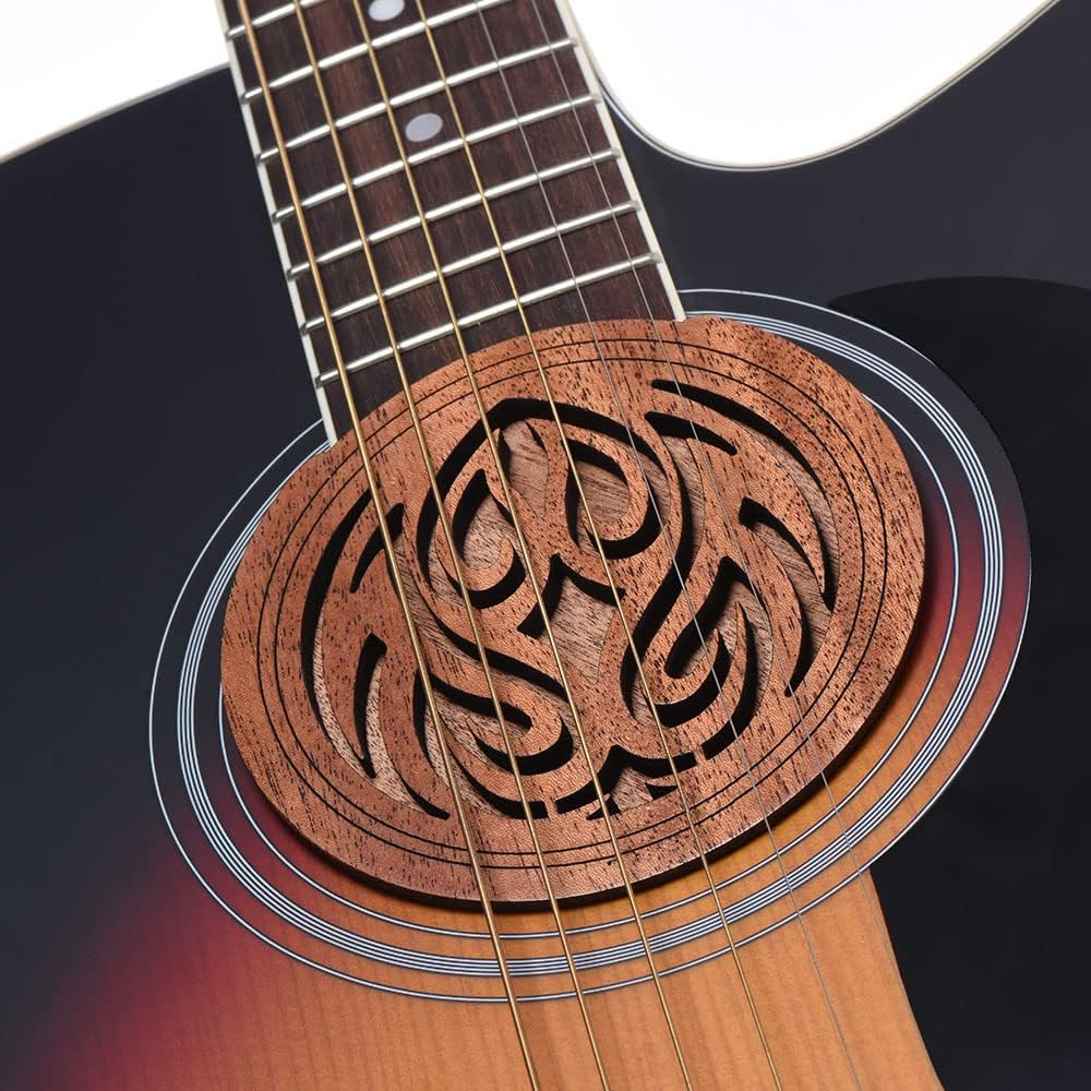 Guitar Wooden Soundhole Sound Hole Cover Block Feedback Buffer Mahogany Wood for EQ Acoustic Folk Guitars