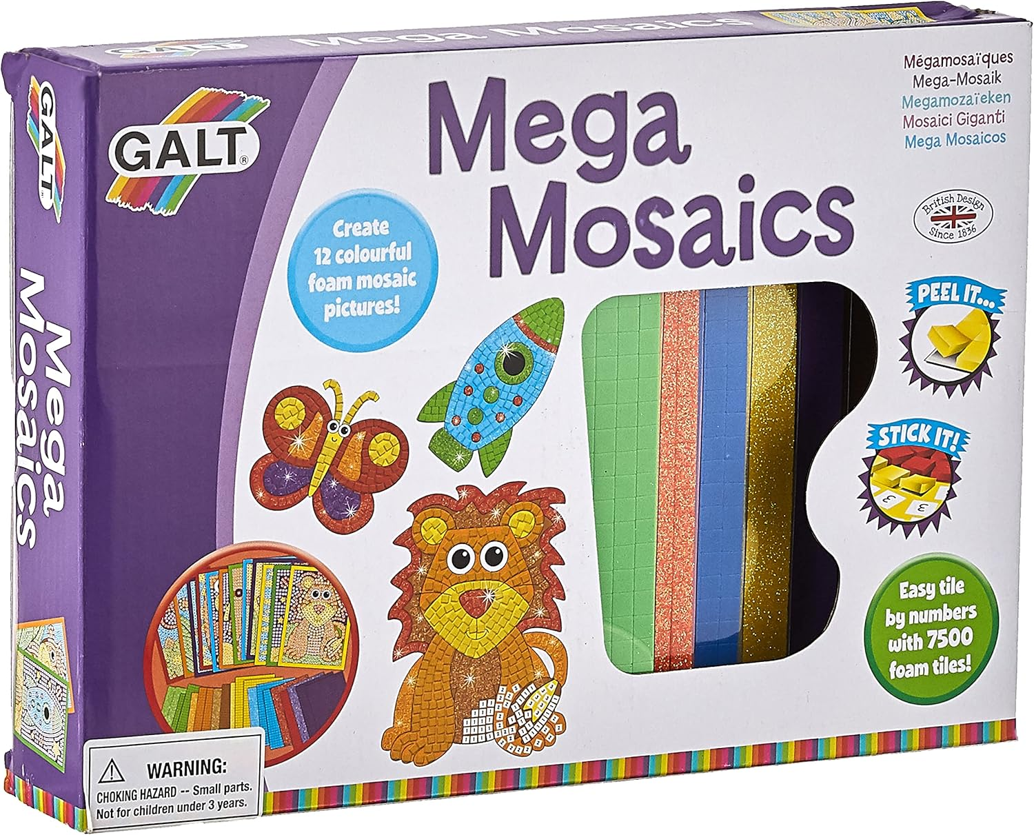 Galt Toys, Mega Mosaics, Kids' Craft Kits, Ages 5 Years Plus image number 1
