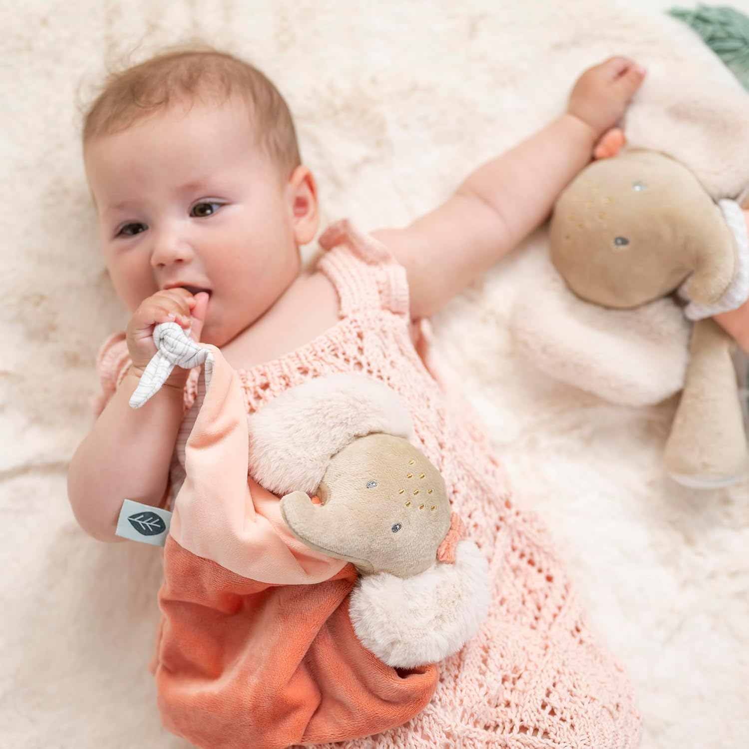 Nattou Comforter Blanket Polyester Elephant Companion from Birth Approx. 40 Cm Flo, Oli & Ernest, Oli Pink