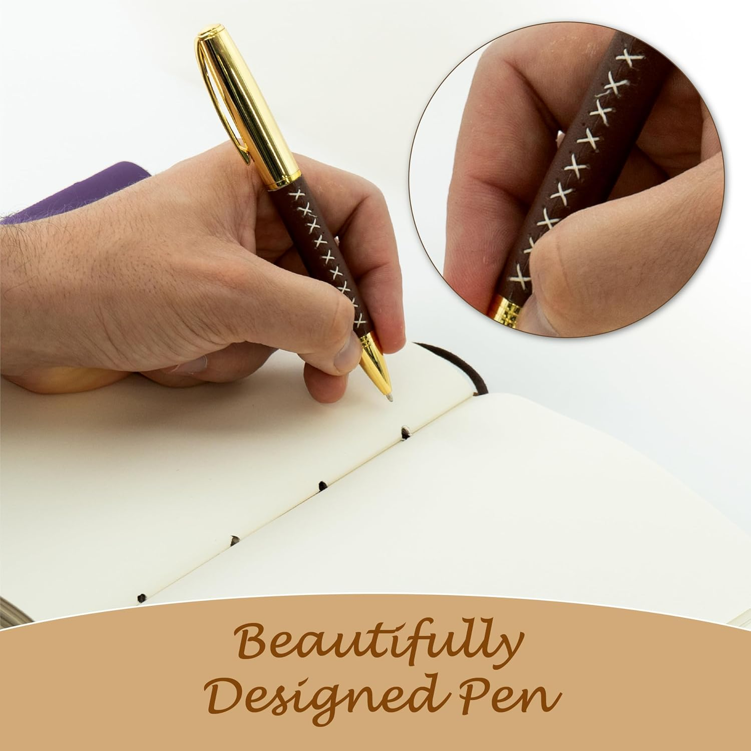 Sovereign-Gear Purple Heart Leather Journal Gift Set &ndash; Embossed Buffalo Leather Notebook + Bookmark & Pen - Romantic Writing Journal for Women - Premium Gift Box for Valentine&rsquo;S, Anniversary, Birthday image number 1