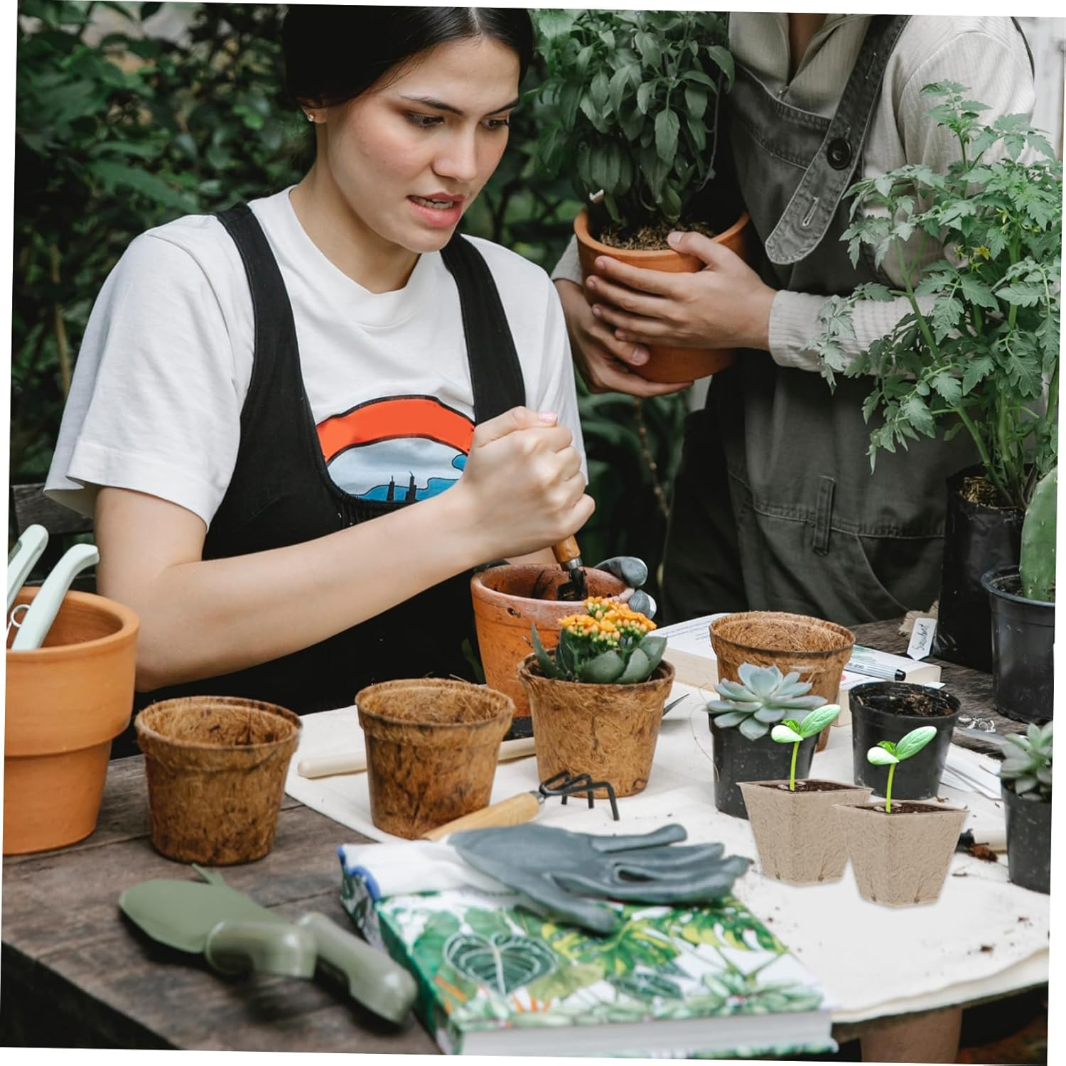 Happyyami 50Pcs Boys and Girls Paper Seedling Pots DIY Flower Pot for Gardening Drainage Holes image number 5