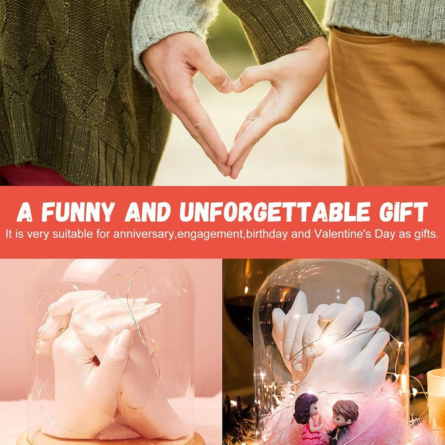 Plaster Hand Casting Kit - Family Hand & Foot Mold Making Set | & Wedding Keepsake Gift | Memory Craft for Couples, Parents & Grandparents | Christmas Decor image number 6