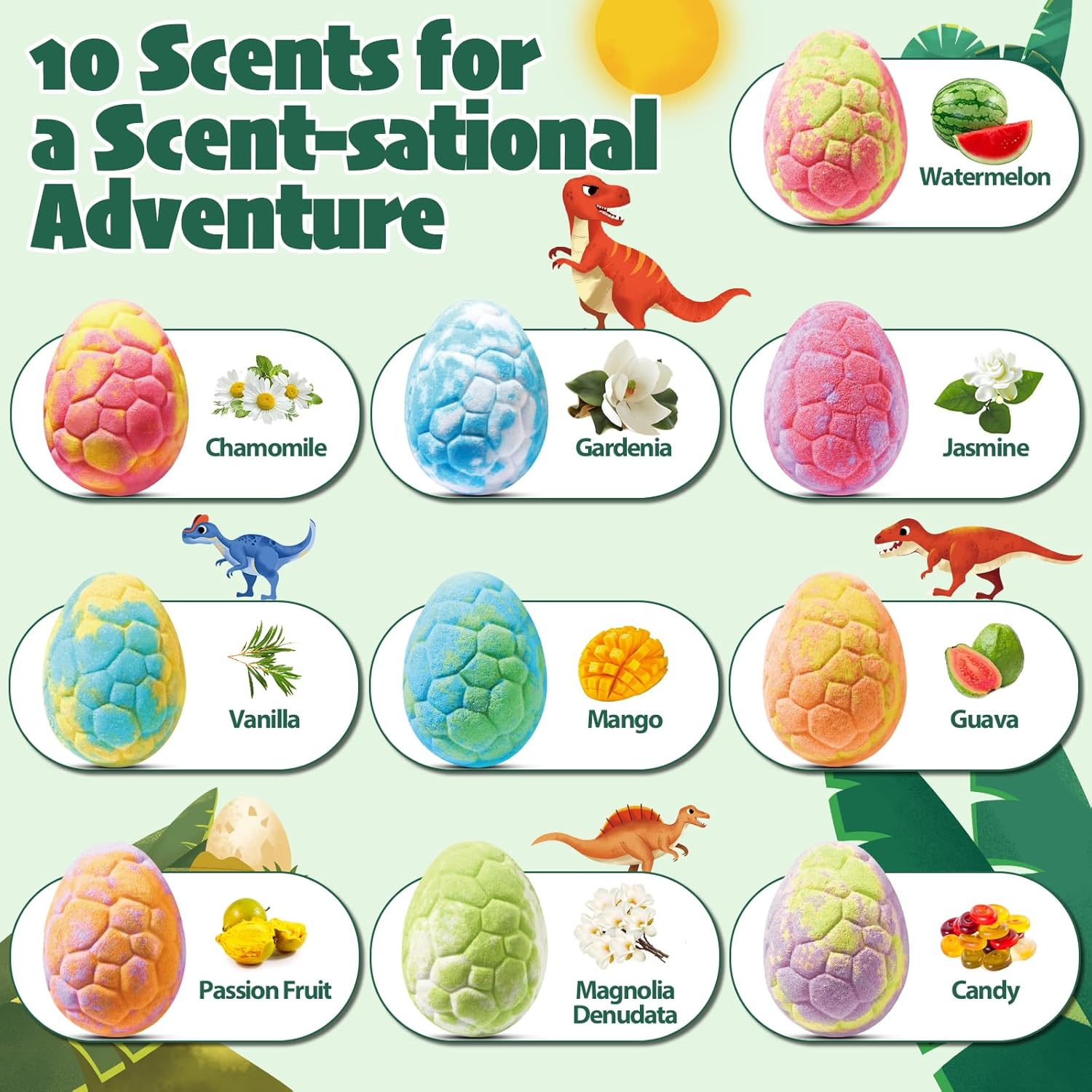Dinosaur Bath Bombs for Kids with Surprise Inside, 10 Pack Natural Dino Egg Bath Bombs with Exclusive Carnivorous Dinosaur Toys, Fun Bath Gifts for Boys, Girls & Toddlers image number 6