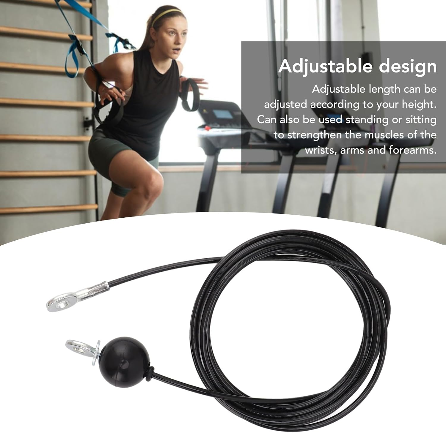 Fitness Pulley Cable, Adjustable Home Gym Cable Pulley System Replacement Fitness Cable for Pulley Machine Accessories, Heavy Duty Steel Wire Rope Home Gym Equipment