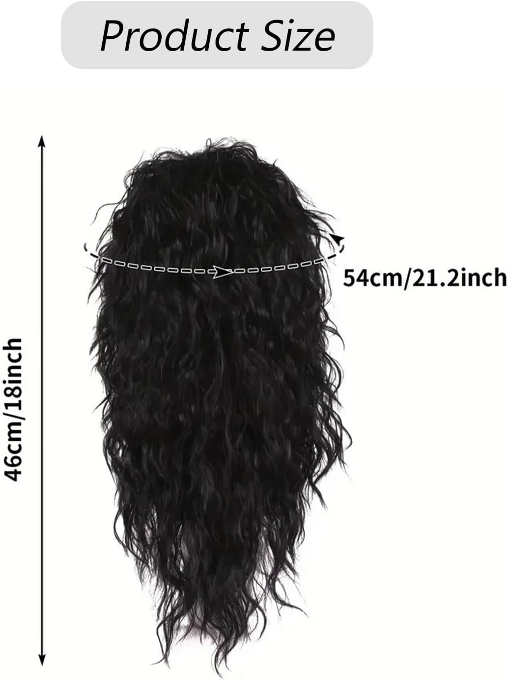 Xlihdzum Retro Hippie Rock Costume Men'S Long Curly Wig Black Curly- Disco Costume Men'S Party 70'S 80'S 90'S Mullet Wig for 80S Men Mens Wig Halloween Rave Cosplay image number 1