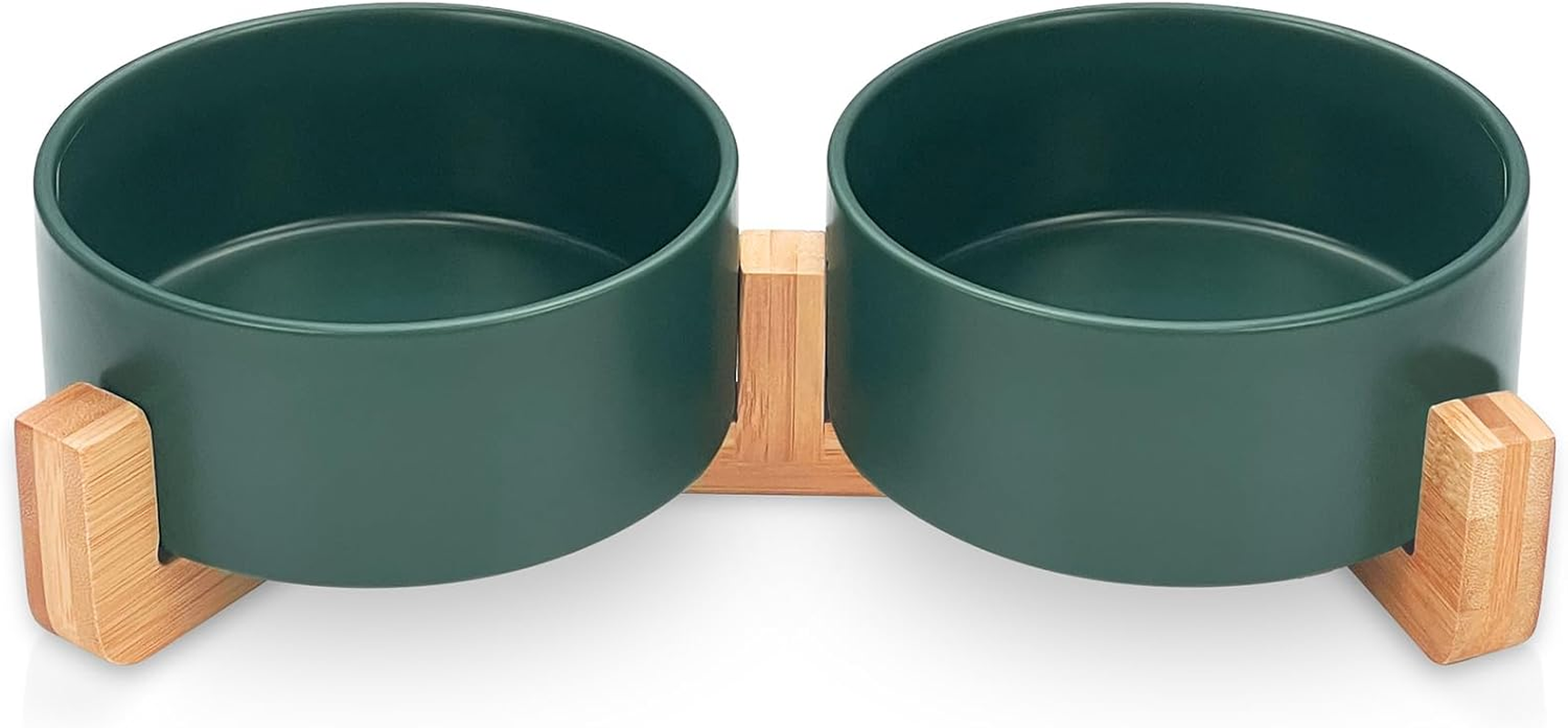 KPWACD Ceramic Dog Bowl with Anti-Slip Stand, 14 OZ, Suitable for Cats, Dogs, Rabbits, Hamsters - Green