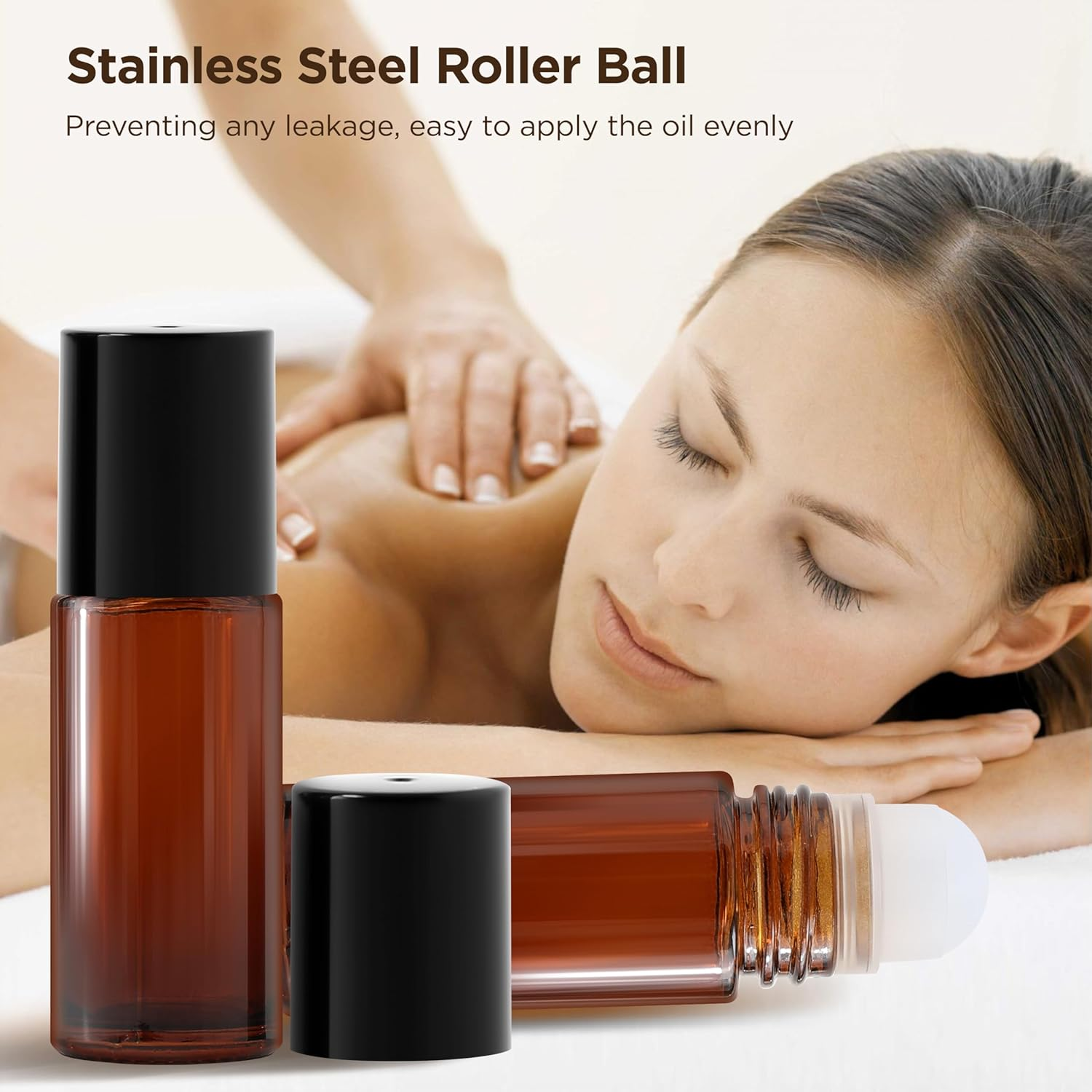 SESENSE Essential Oil Roller Bottles, 2PCS (50Ml/30Ml) Thick Glass Perfume Roller Bottles with Funnel and Dropper Glass Empty Bottles Beauty and Personal Care Tools for Fragrance (Amber, 50ML) image number 2