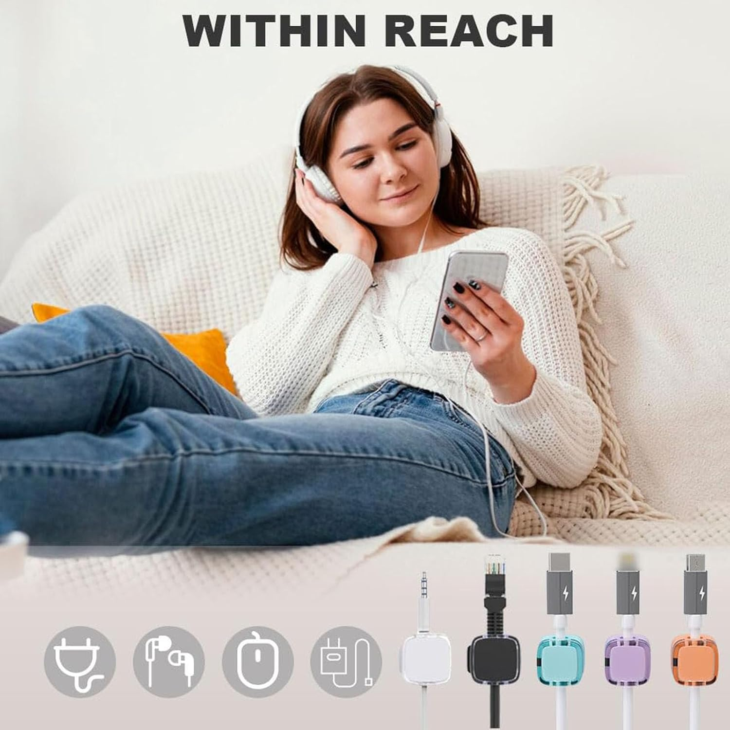 Magnetic Cable Clips, 6 Pack Magnetic Cable Clips Cord Organizer, Cable Holder Suitable for Office Desk, Wall, Nightstand, Home Kitchen, Car image number 1