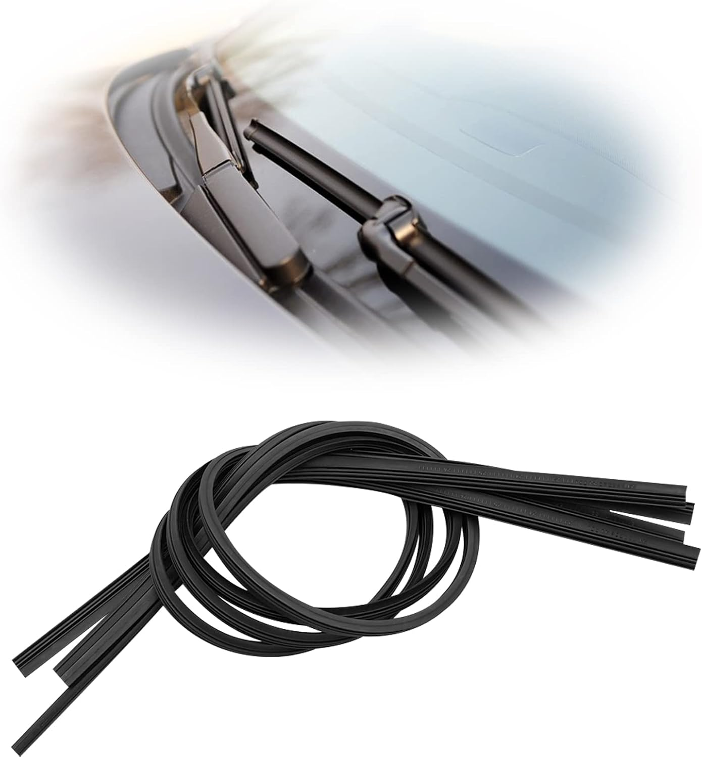 4 Pack Windshield Wiper Blades Refills, DIY Adjustable Car Windscreen Wiper Rubber Strips, Frameless Window Boneless Insert Silicone Strips, Car Accessories Universal for Car, Truck, SUV (25.59Inch) image number 4