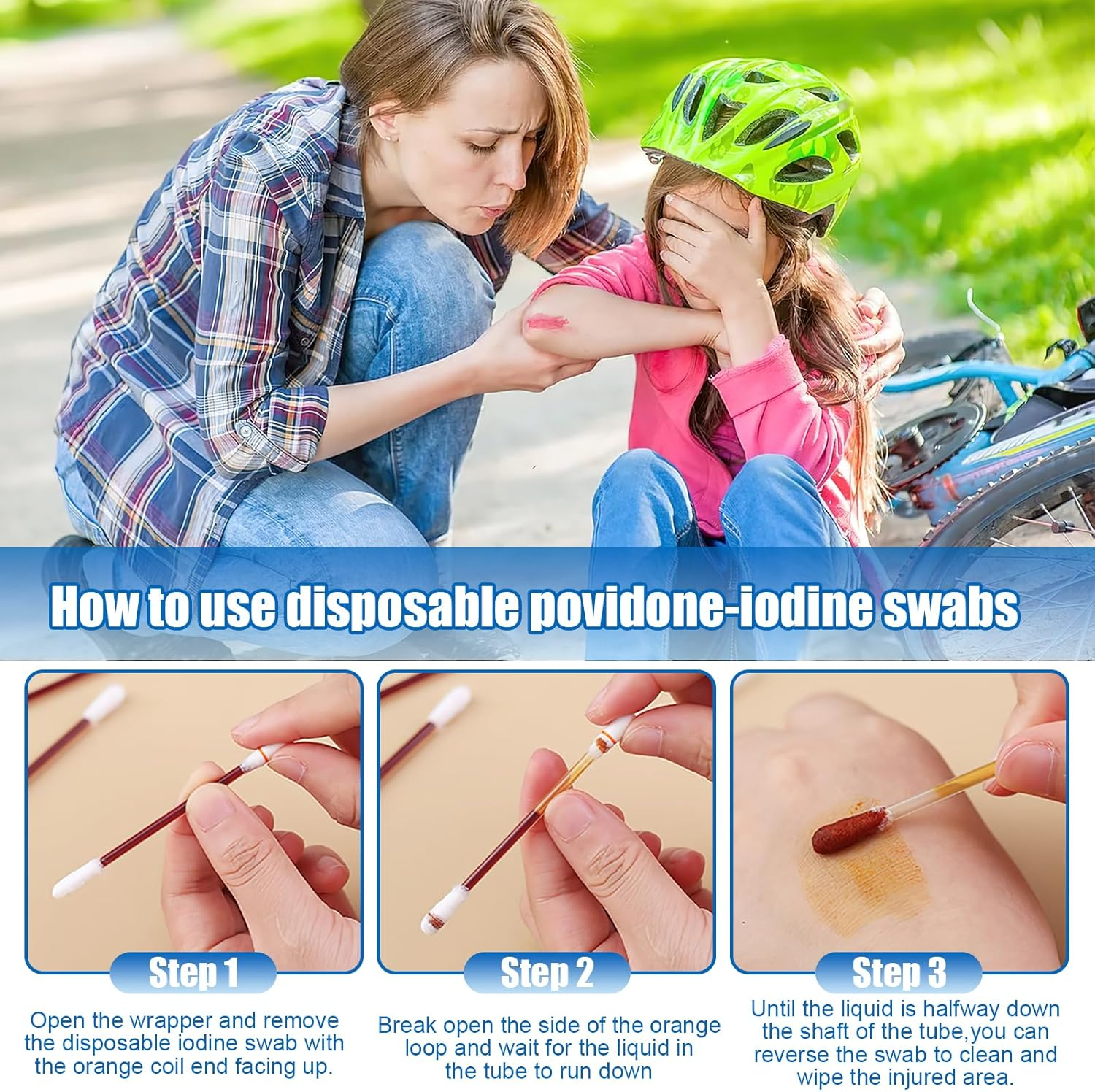 Iodine Swabs, Cotton Swab Iodophor Skin Disinfection Swab Individually Wrapped,100 Pcs Disposable Iodine Swabs, Iodine Swabs Individually Wrapped for Nose Care, Disinfection Wound, Outdoor Supplies image number 5